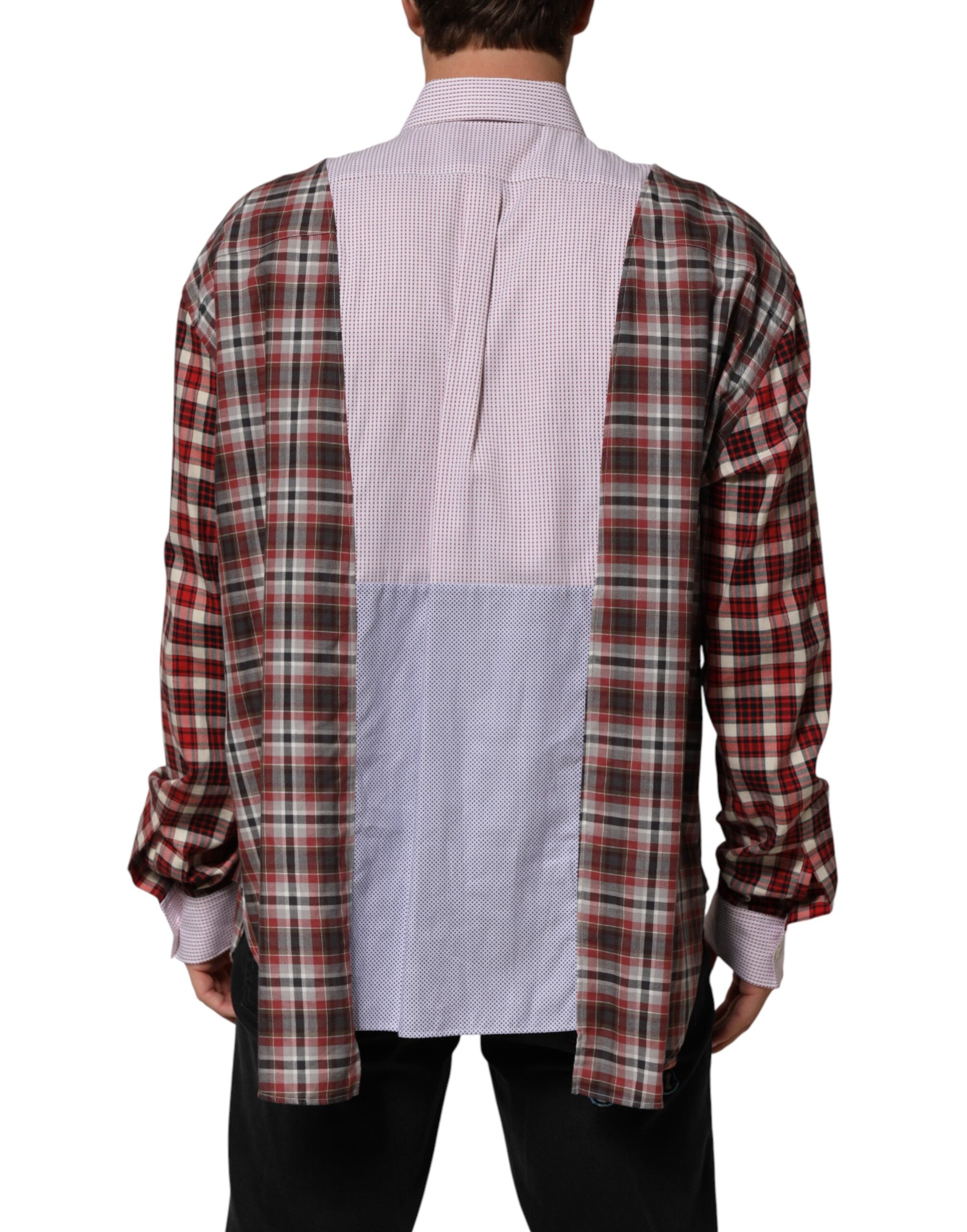 Dolce & Gabbana Multicolor Cotton Collared Checkered Men's Shirt
