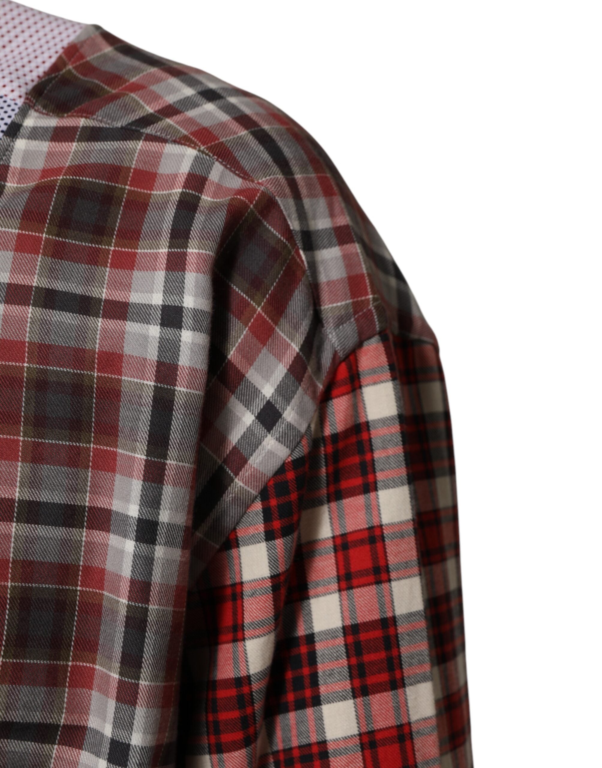 Dolce & Gabbana Multicolor Cotton Collared Checkered Men's Shirt