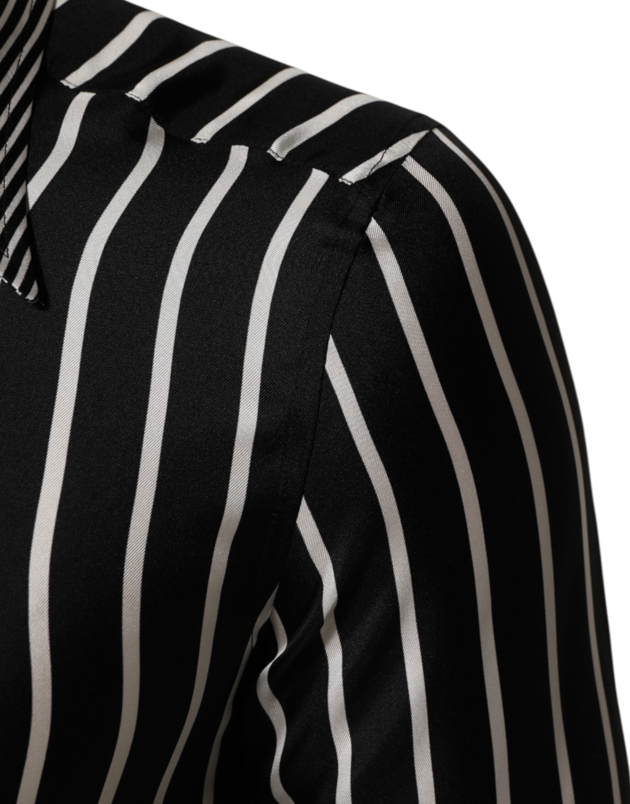 Dolce & Gabbana Black White Stripes Men MARTINI Dress Men's Shirt