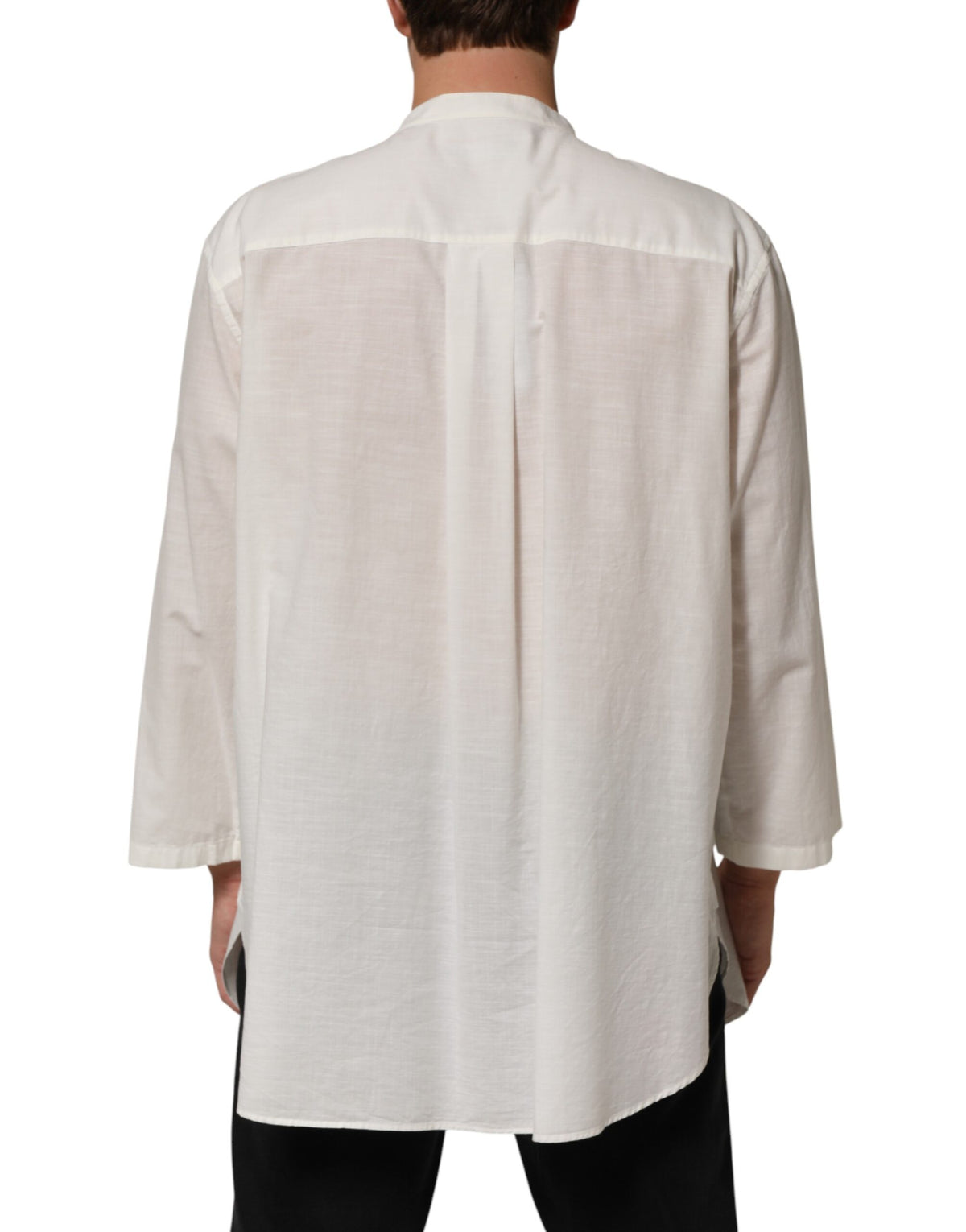 Dolce & Gabbana White Cotton Floral Print Button Down Men's Shirt