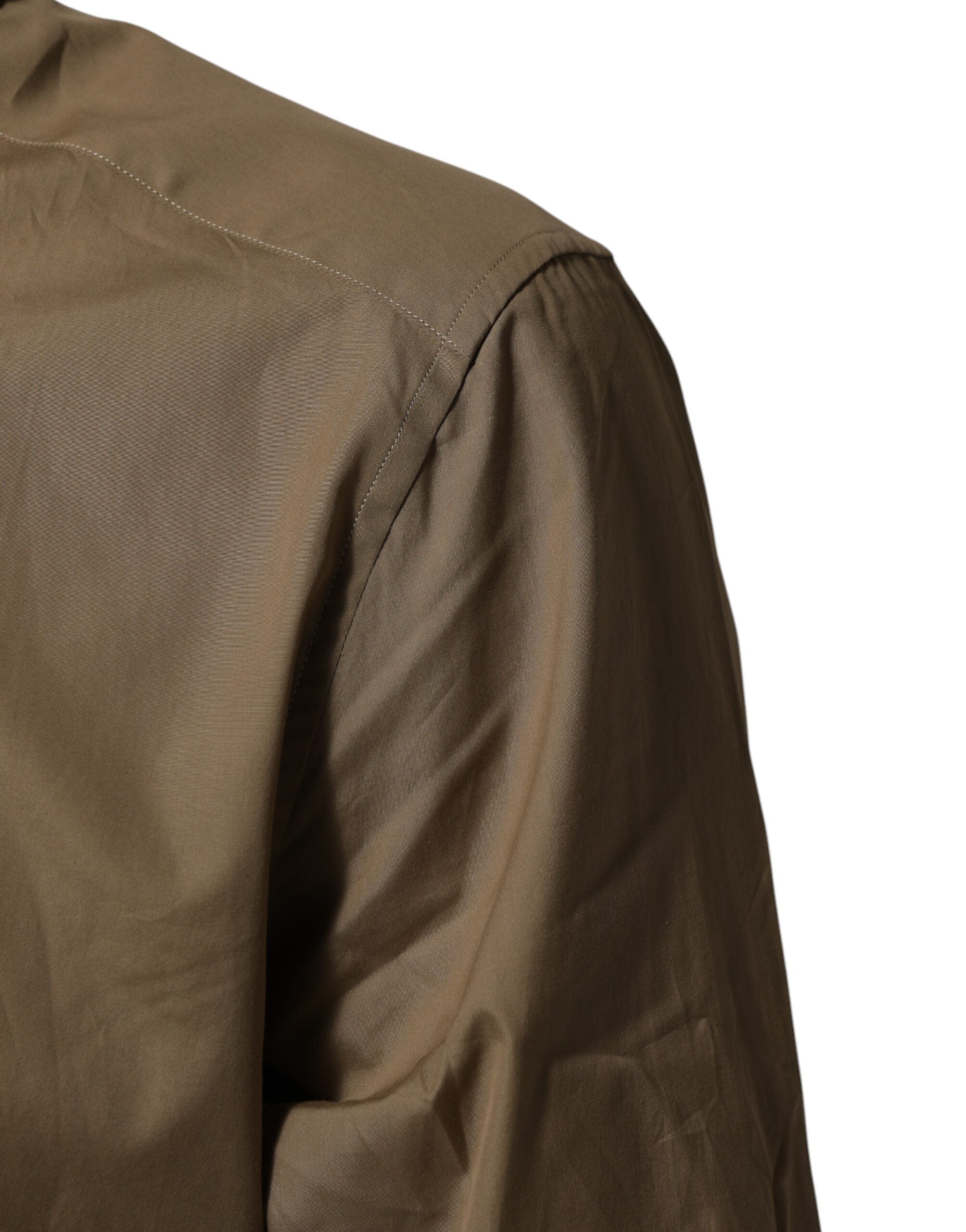 Dolce & Gabbana Brown Cotton Collared Men GOLD Dress Men's Shirt (Pre-Owned)