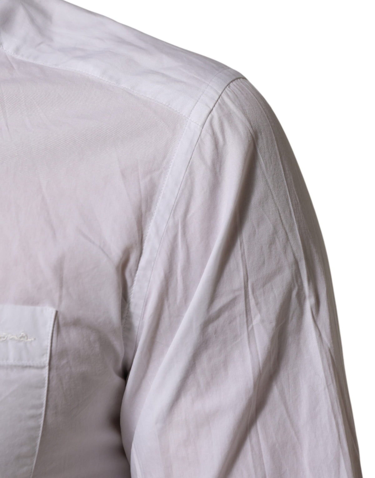 Dolce & Gabbana White Cotton Collared Men GOLD Dress Men's Shirt (Pre-Owned)