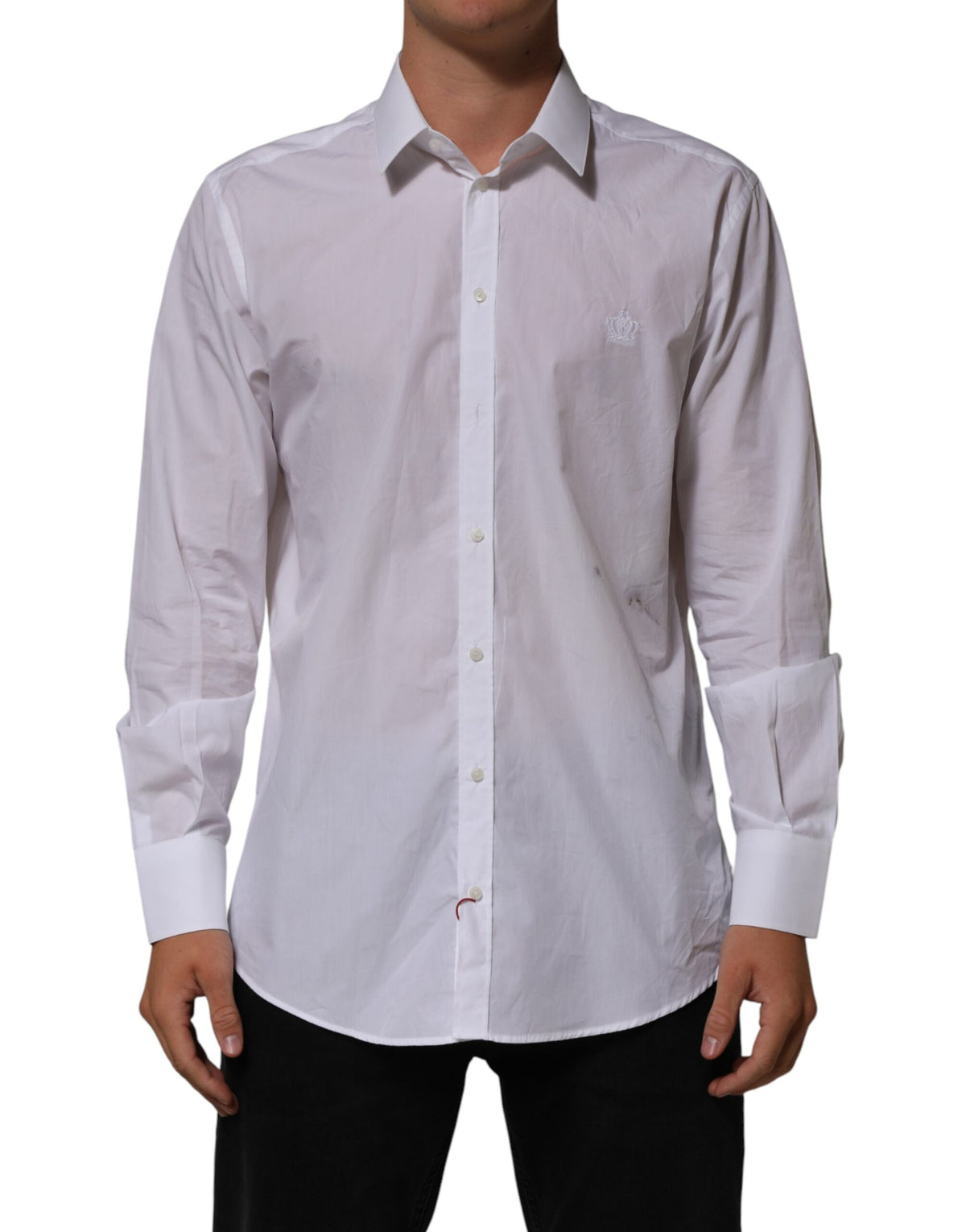 Dolce & Gabbana White Cotton Collared Men MARTINI Dress Men's Shirt (Pre-Owned)