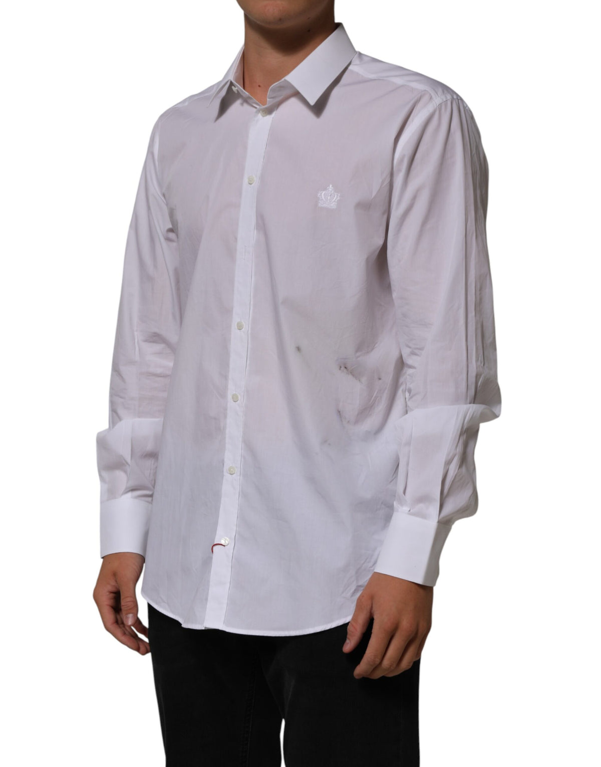 Dolce & Gabbana White Cotton Collared Men MARTINI Dress Men's Shirt (Pre-Owned)