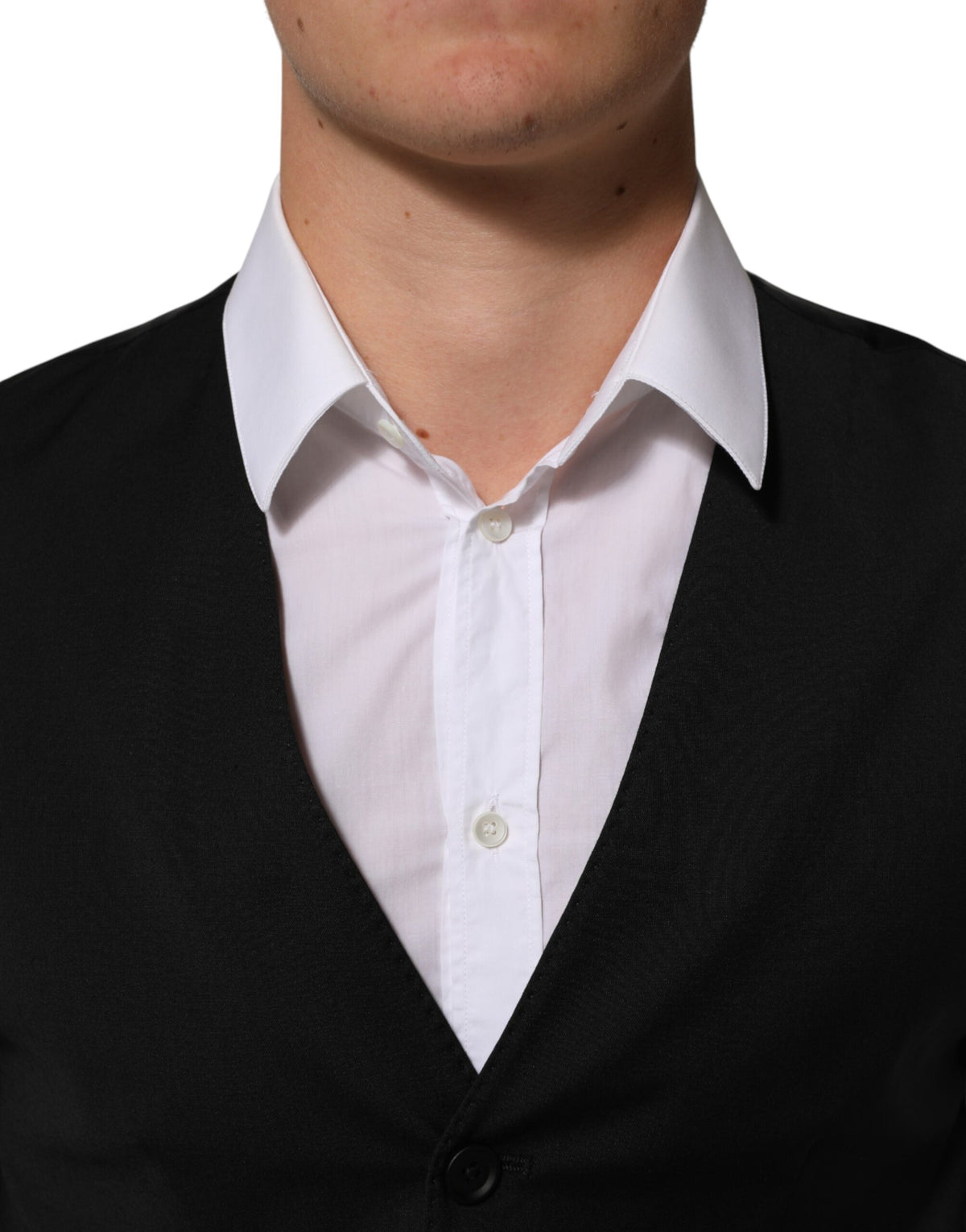 Dolce & Gabbana Black Polyester Dress Formal Waistcoat Men's Vest