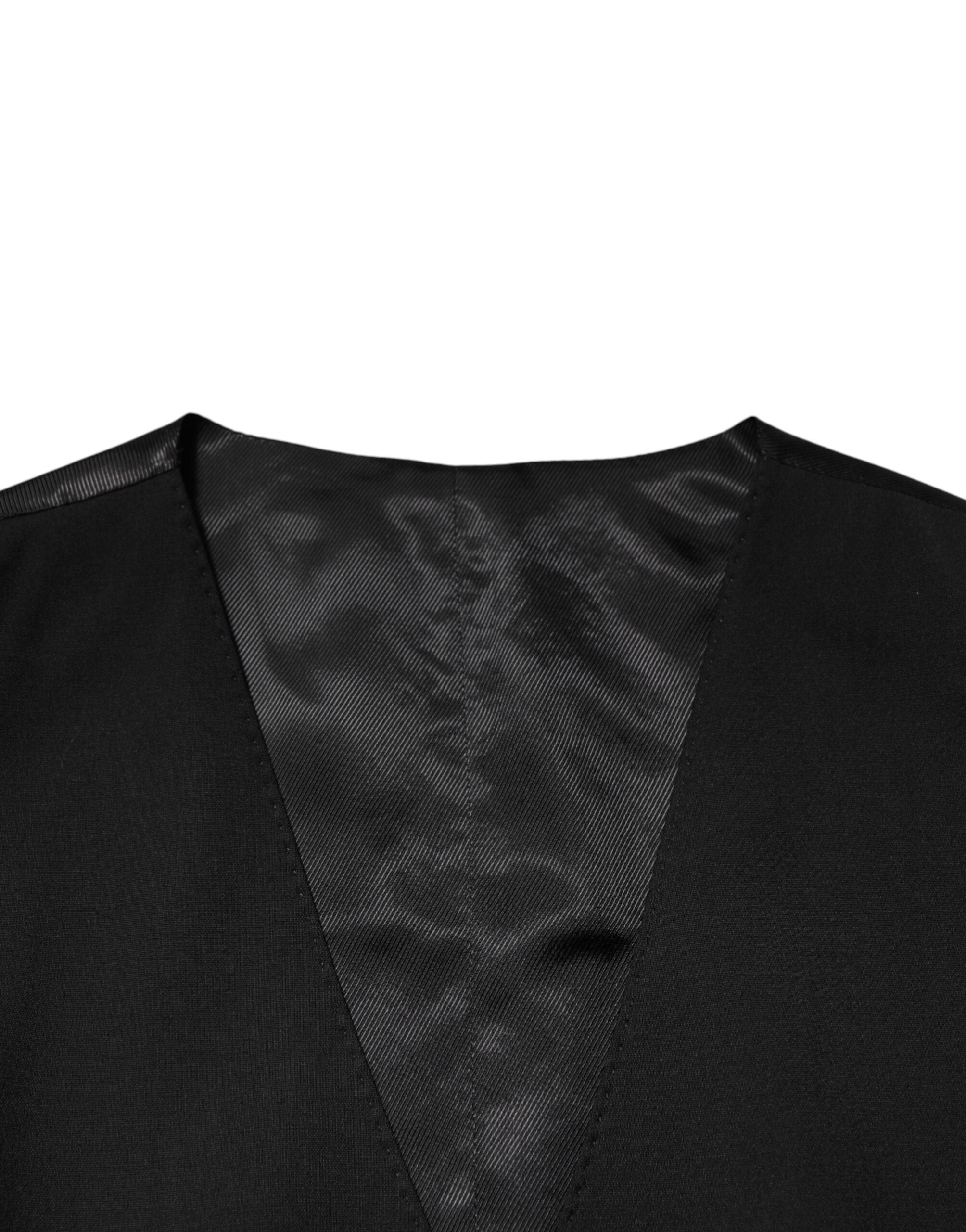 Dolce & Gabbana Black Polyester Dress Formal Waistcoat Men's Vest