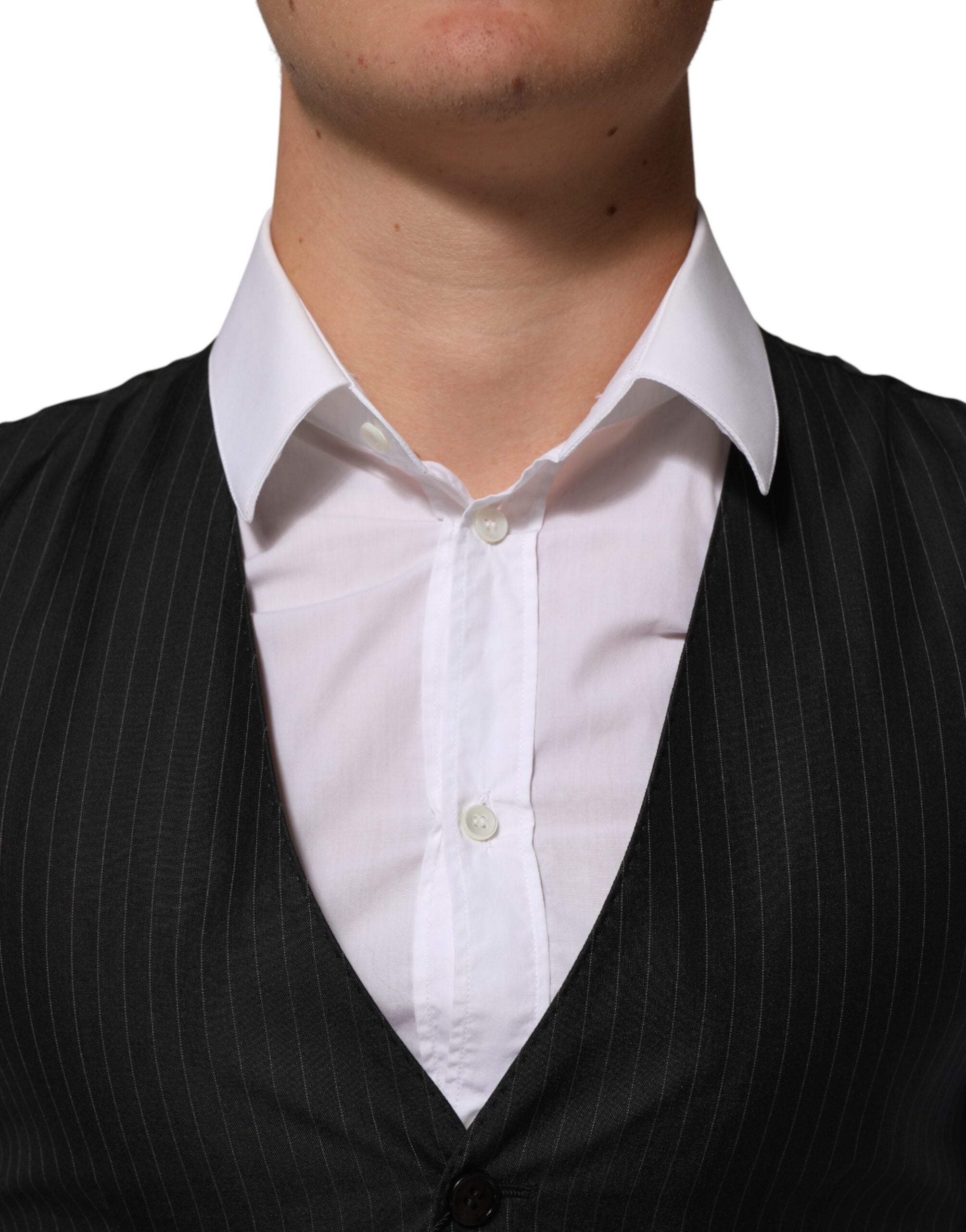 Dolce & Gabbana Black Wool Men Dress Formal Waistcoat Men's Vest