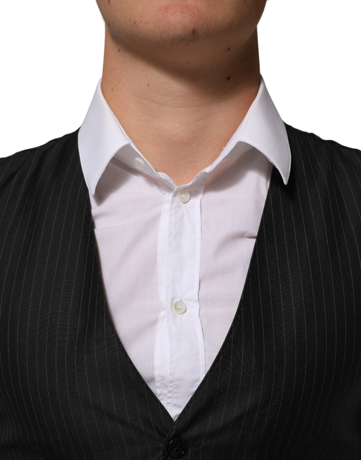 Dolce & Gabbana Black Wool Men Dress Formal Waistcoat Men's Vest