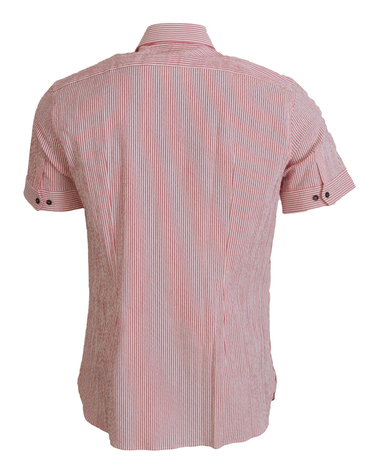 Dolce & Gabbana Red White Striped Cotton Short Sleeve Men's Shirt
