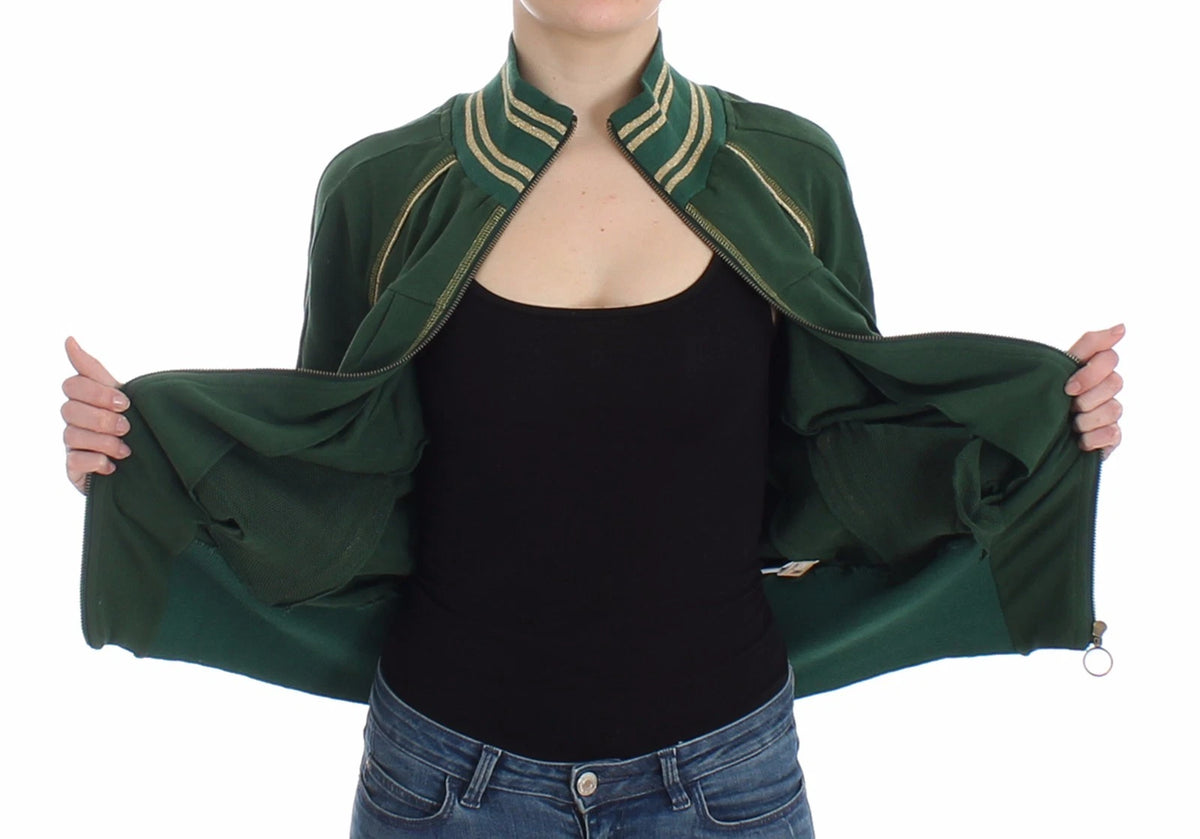 John Galliano Green Mock Zip Cardigan Sweatshirt Sweater Women's Jacket