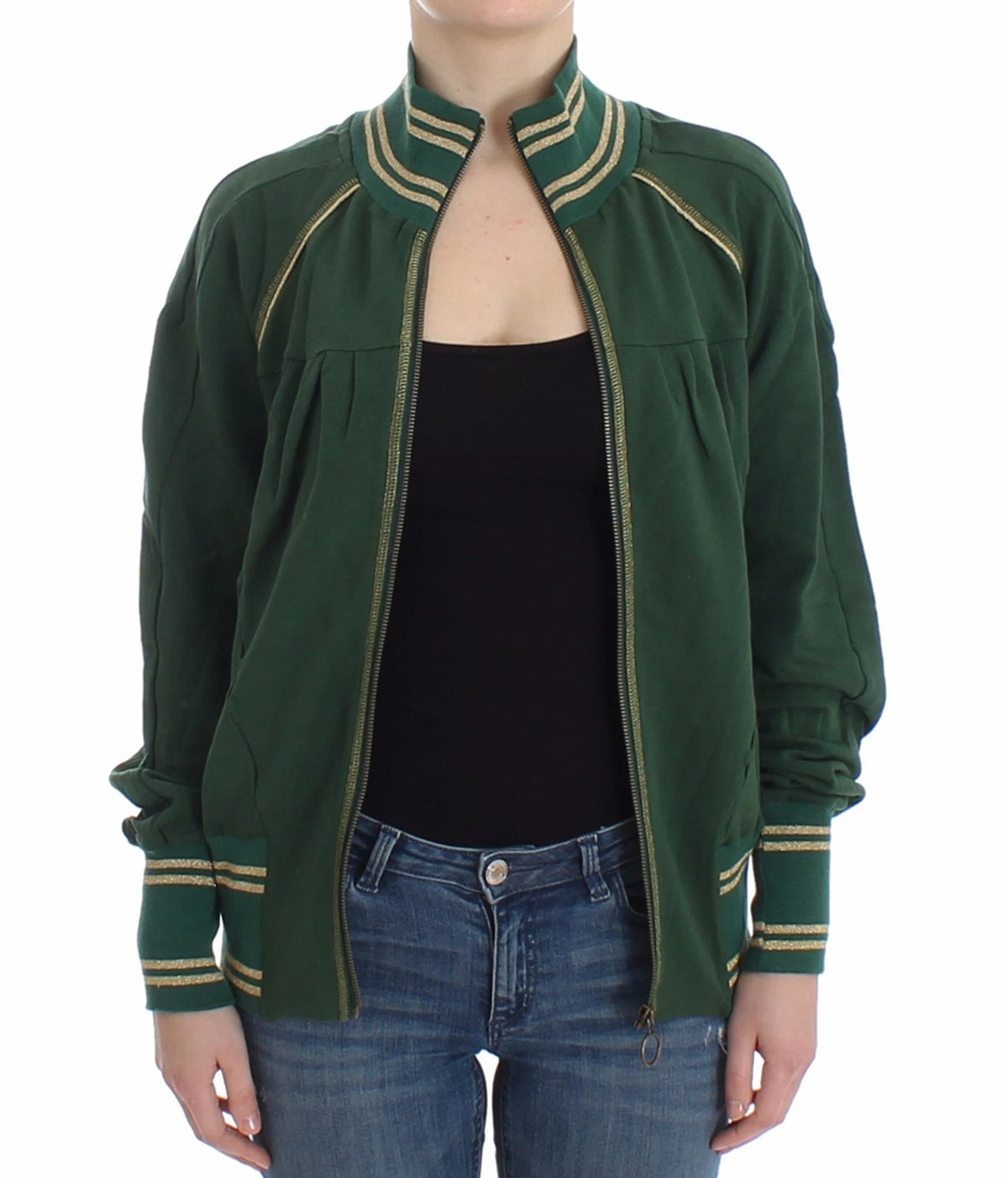 John Galliano Green Mock Zip Cardigan Sweatshirt Sweater Women's Jacket