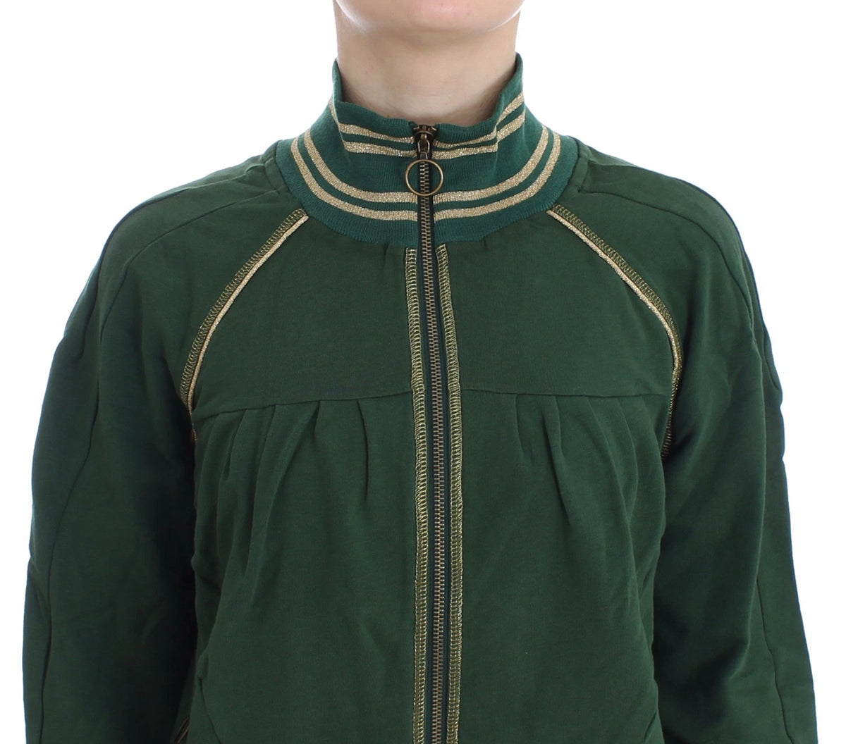 John Galliano Green Mock Zip Cardigan Sweatshirt Sweater Women's Jacket