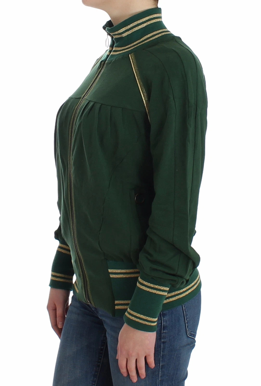 John Galliano Green Mock Zip Cardigan Sweatshirt Sweater Women's Jacket