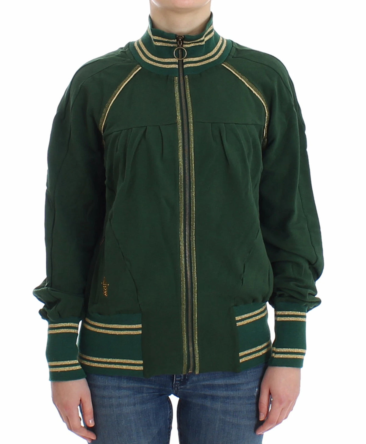 John Galliano Green Mock Zip Cardigan Sweatshirt Sweater Women's Jacket