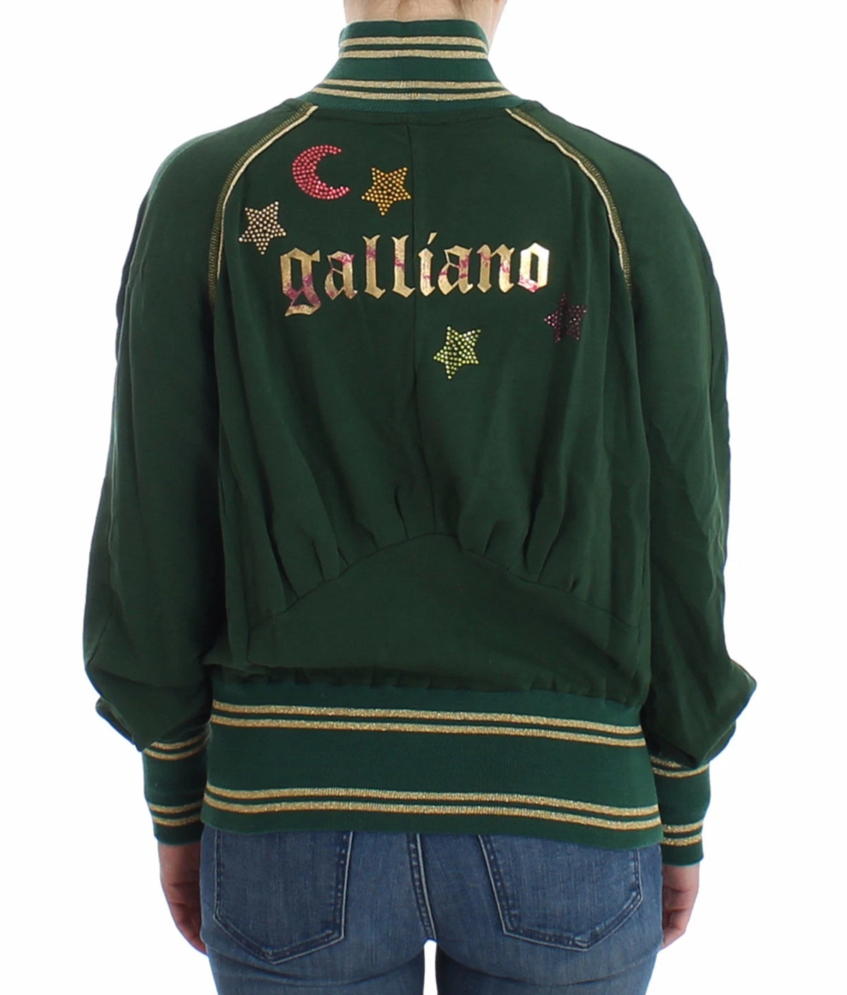 John Galliano Green Mock Zip Cardigan Sweatshirt Sweater Women's Jacket