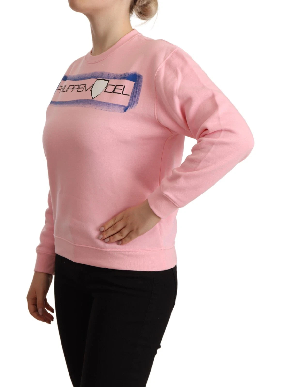 Philippe Model Pink Printed Long Sleeves Pullover Women's Sweater