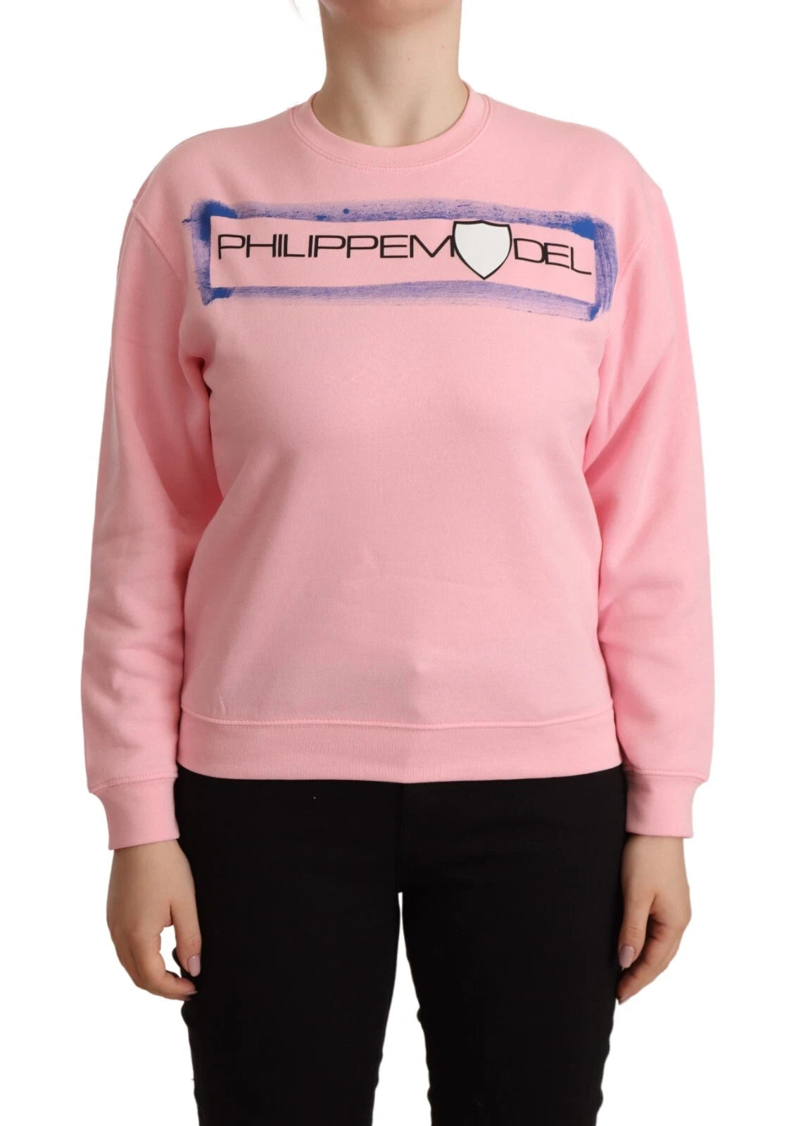 Philippe Model Pink Printed Long Sleeves Pullover Women's Sweater