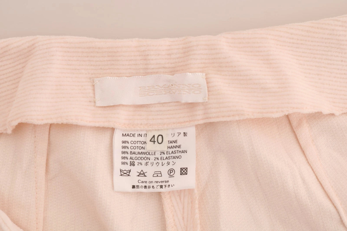 Ermanno Scervino Beige Cotton Stretch Straight Trousers Women's Pants (Pre-Owned)