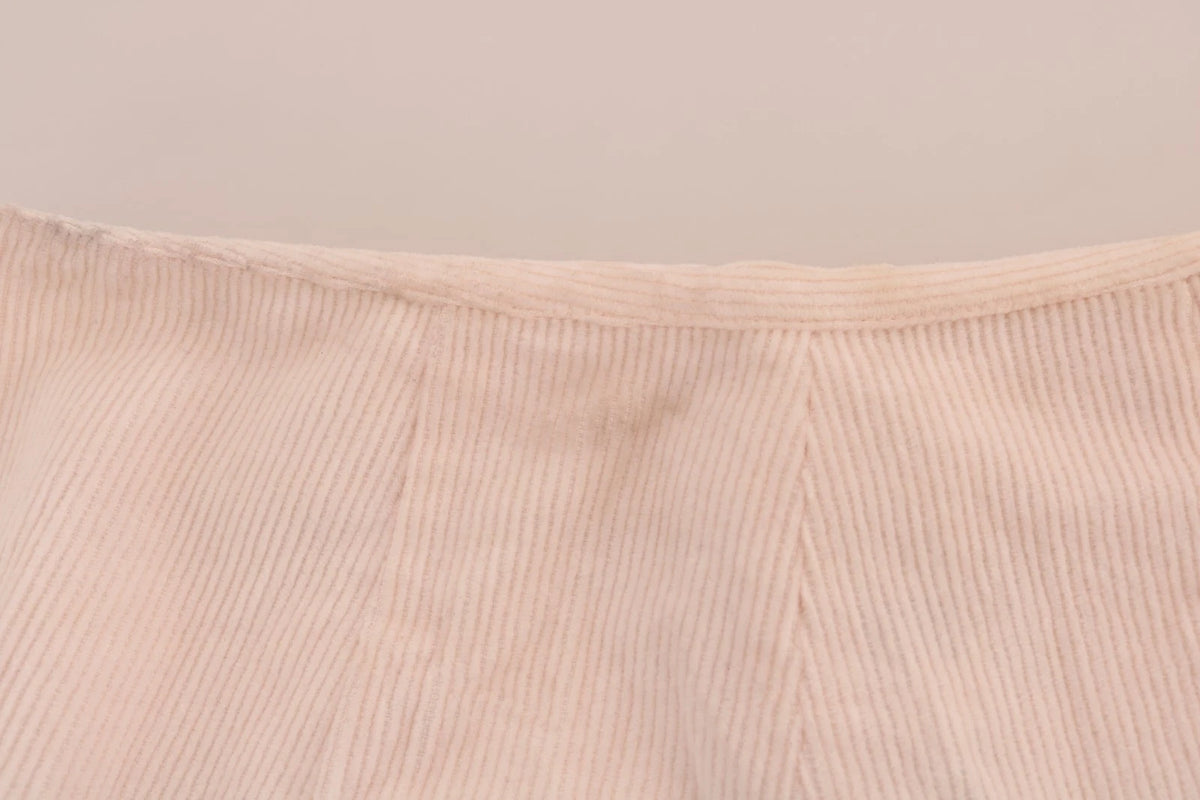 Ermanno Scervino Beige Cotton Stretch Straight Trousers Women's Pants (Pre-Owned)