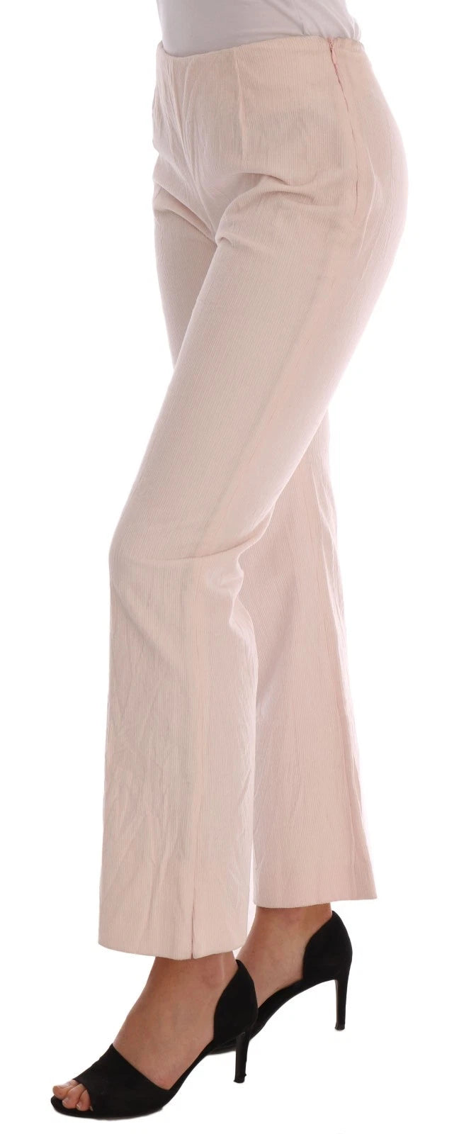 Ermanno Scervino Beige Cotton Stretch Straight Trousers Women's Pants (Pre-Owned)