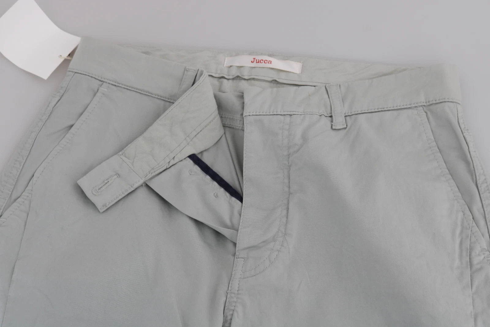 Jucca Cotton Gray High Waist Skinny Cropped Trousers Women's Pants