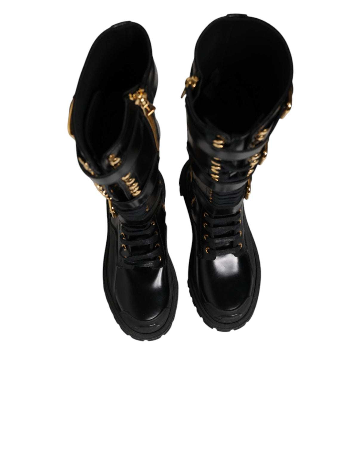 Dolce & Gabbana Black Buckle Embellished Knee High Boots Women's Shoes (Pre-Owned)
