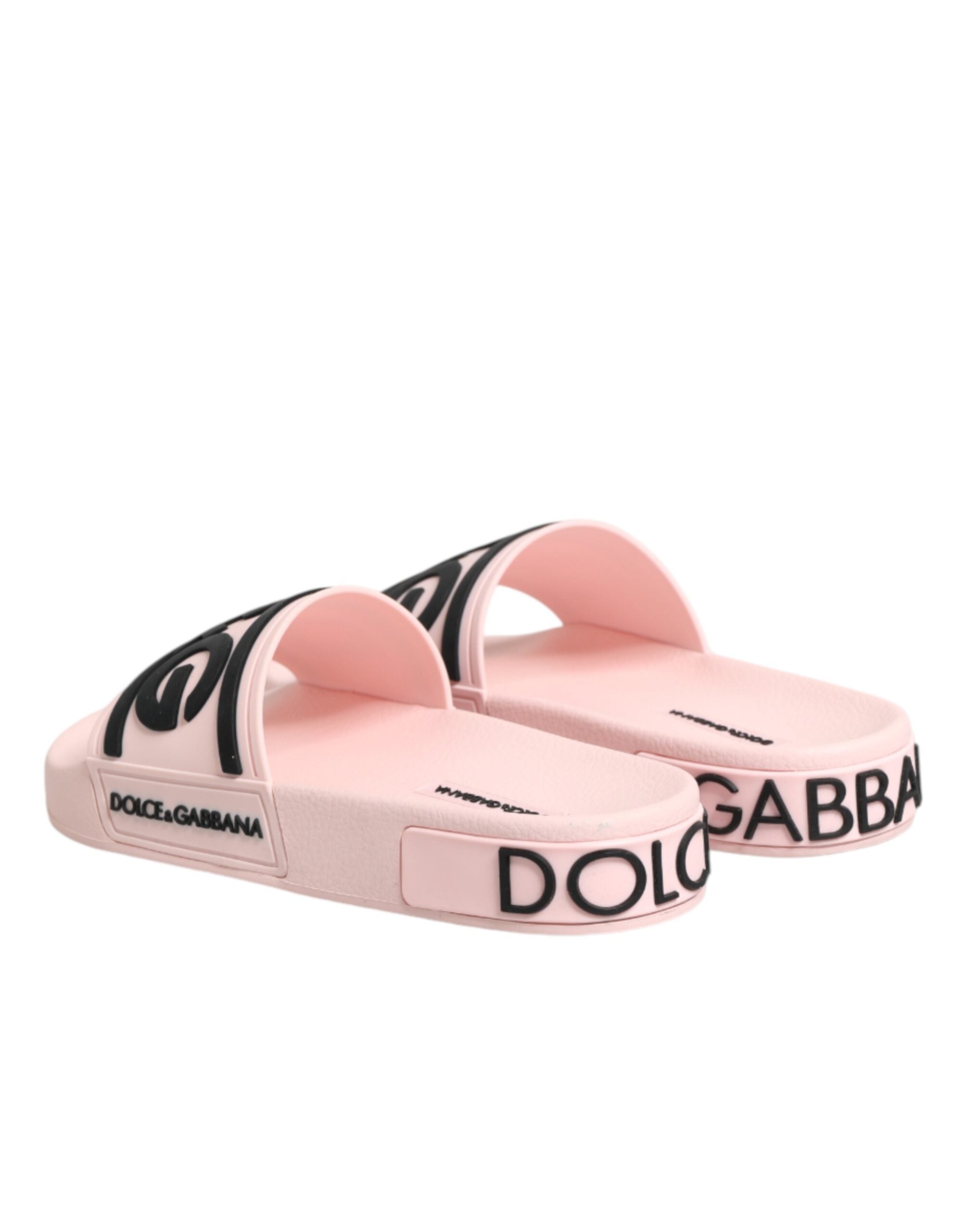 Dolce & Gabbana Pink Rubber Slides Sandals Beachwear Women's Shoes