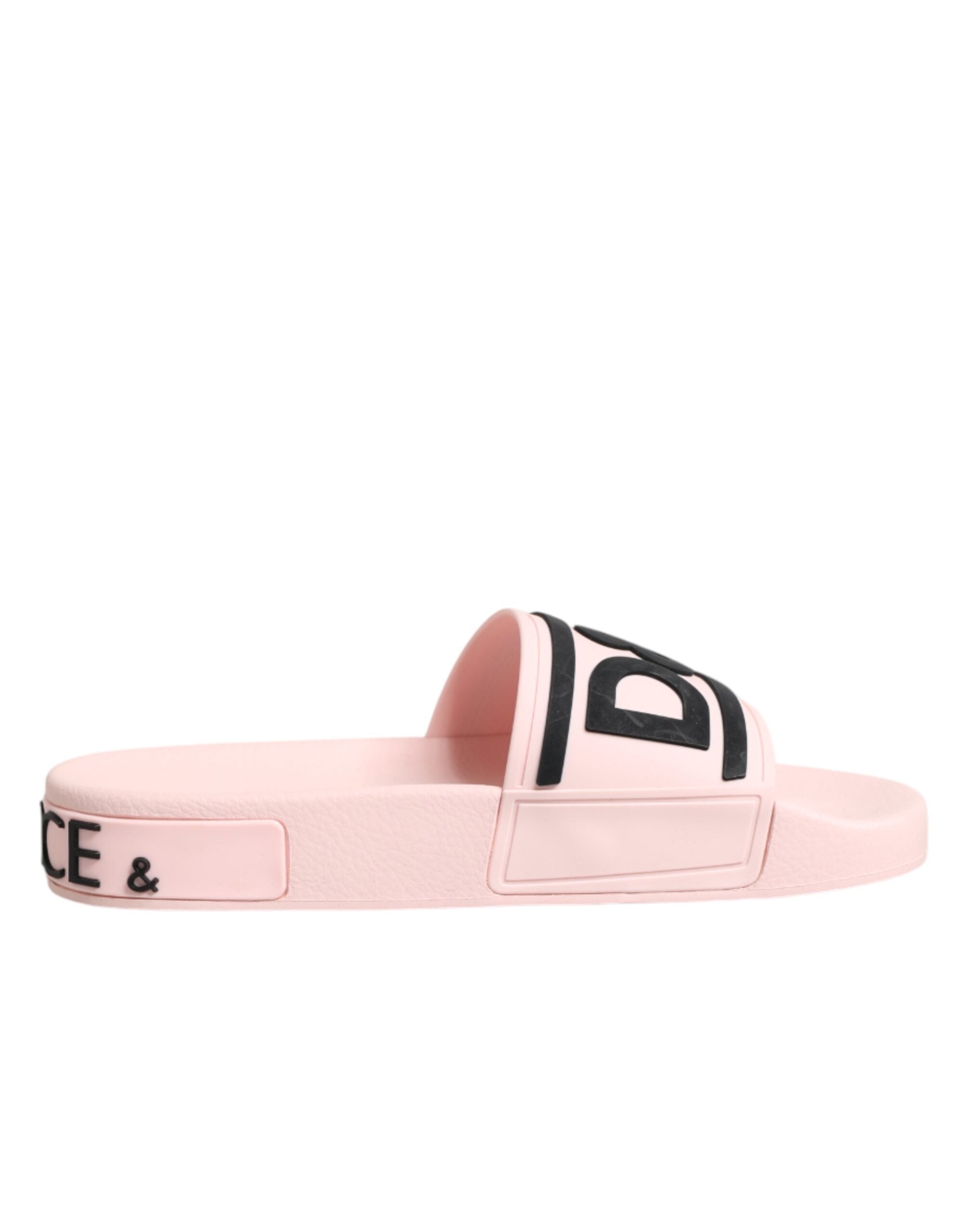 Dolce & Gabbana Pink Rubber Slides Sandals Beachwear Women's Shoes