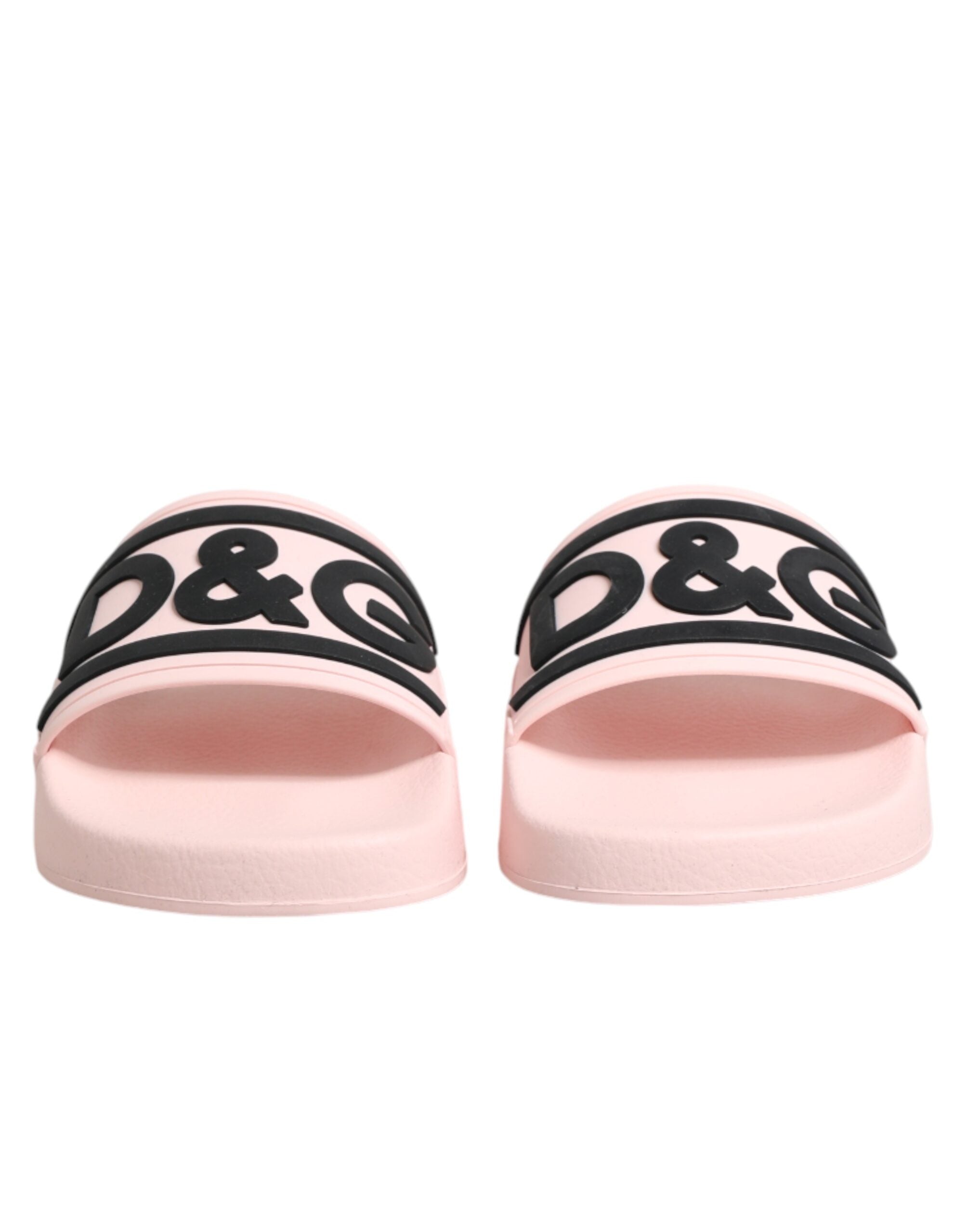 Dolce & Gabbana Pink Rubber Slides Sandals Beachwear Women's Shoes