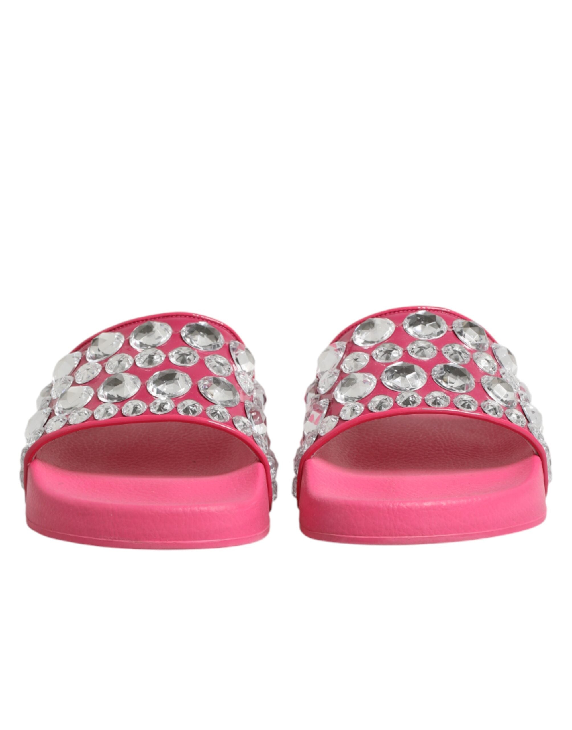Dolce & Gabbana Pink Crystal Slides Sandals Beachwear Women's Shoes (Pre-Owned)