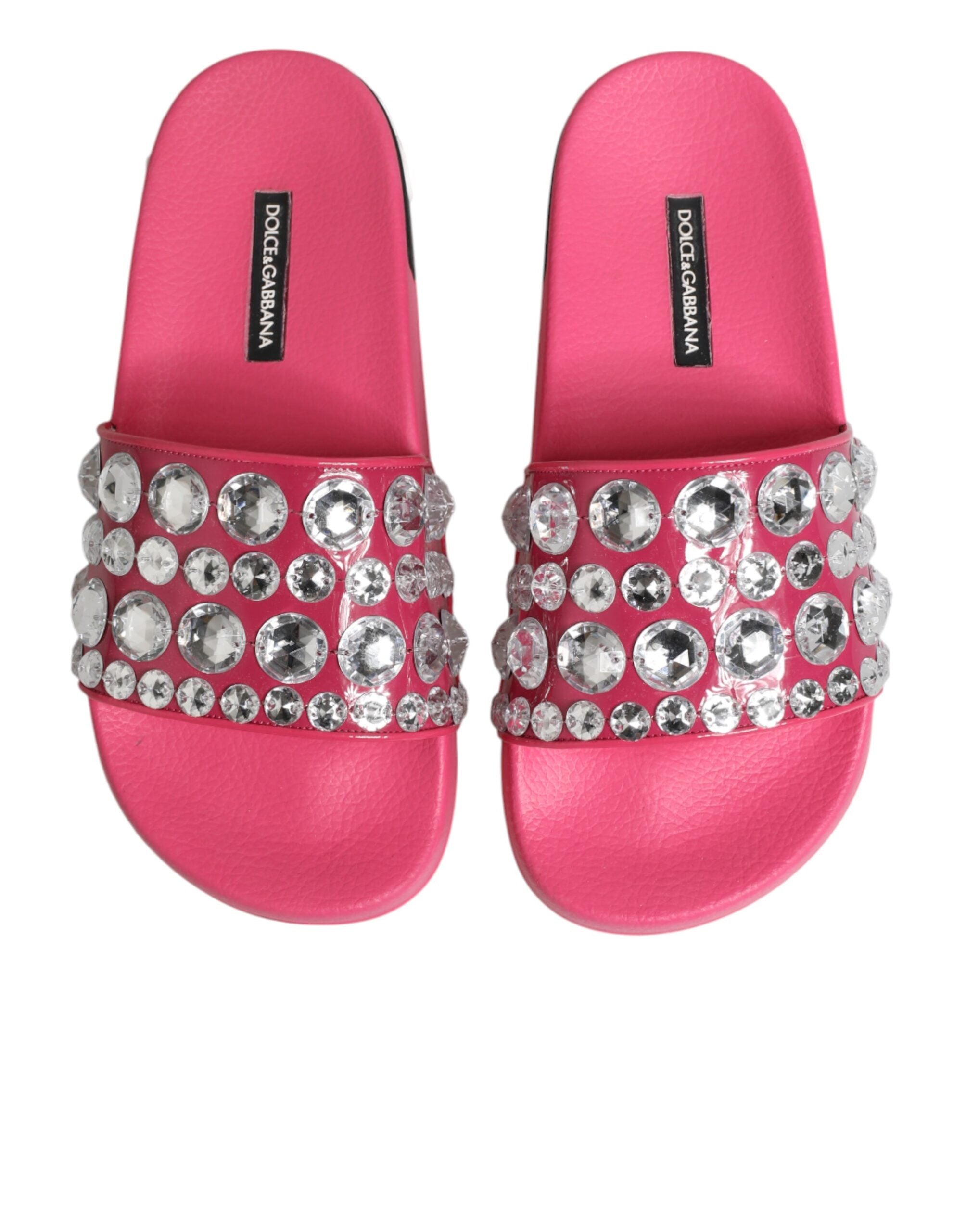 Dolce & Gabbana Pink Crystal Slides Sandals Beachwear Women's Shoes (Pre-Owned)