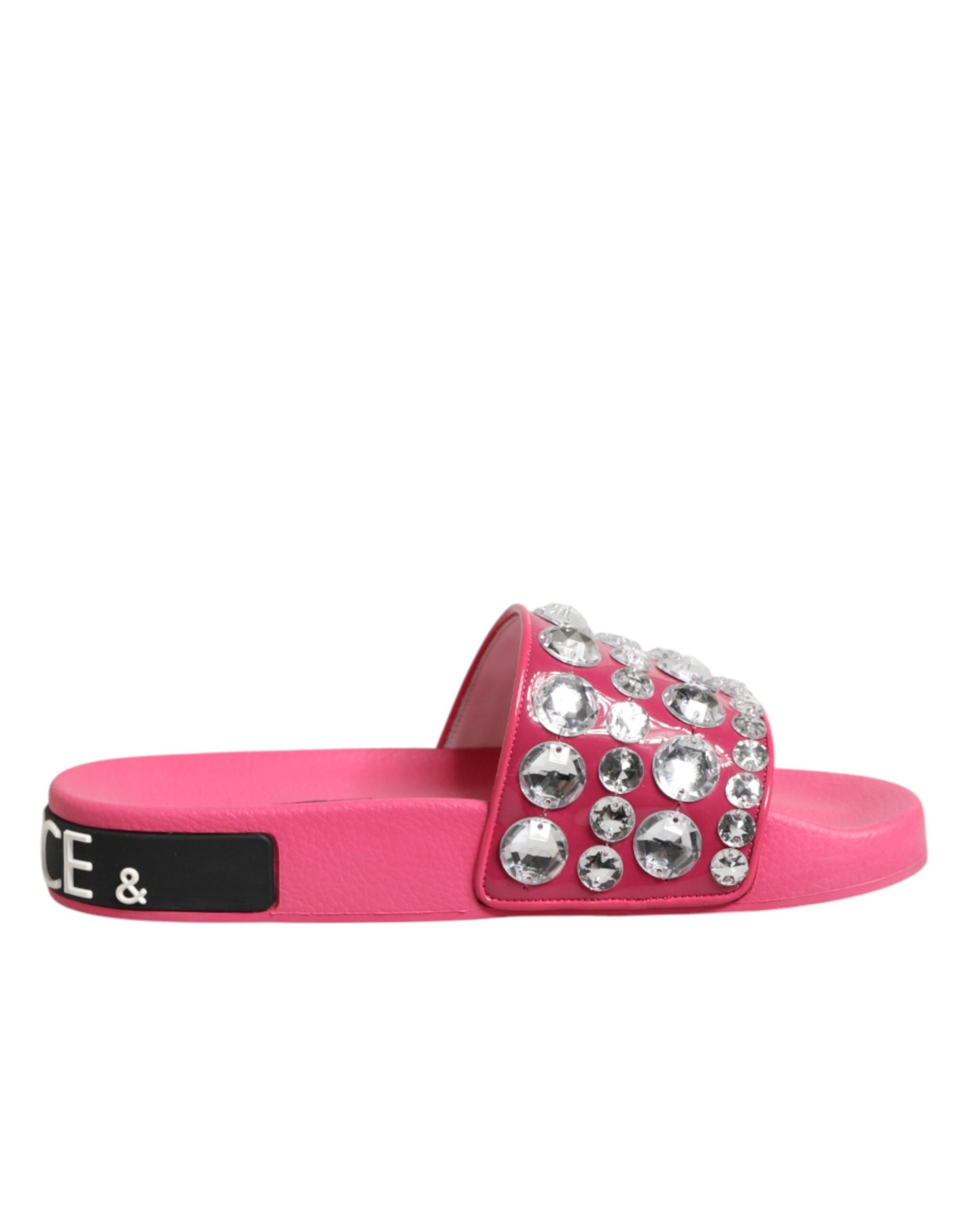 Dolce & Gabbana Pink Crystal Slides Sandals Beachwear Women's Shoes (Pre-Owned)