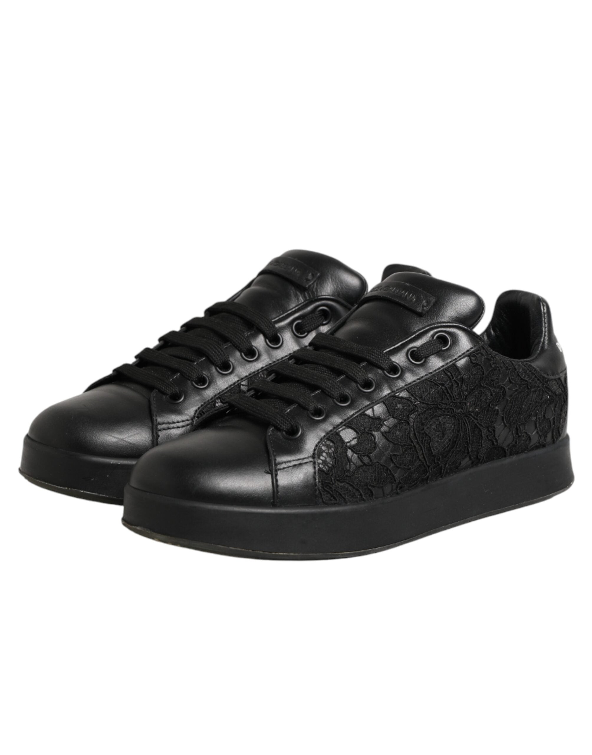 Dolce & Gabbana Black Floral Lace Low Top Sneakers Women's Shoes (Pre-Owned)