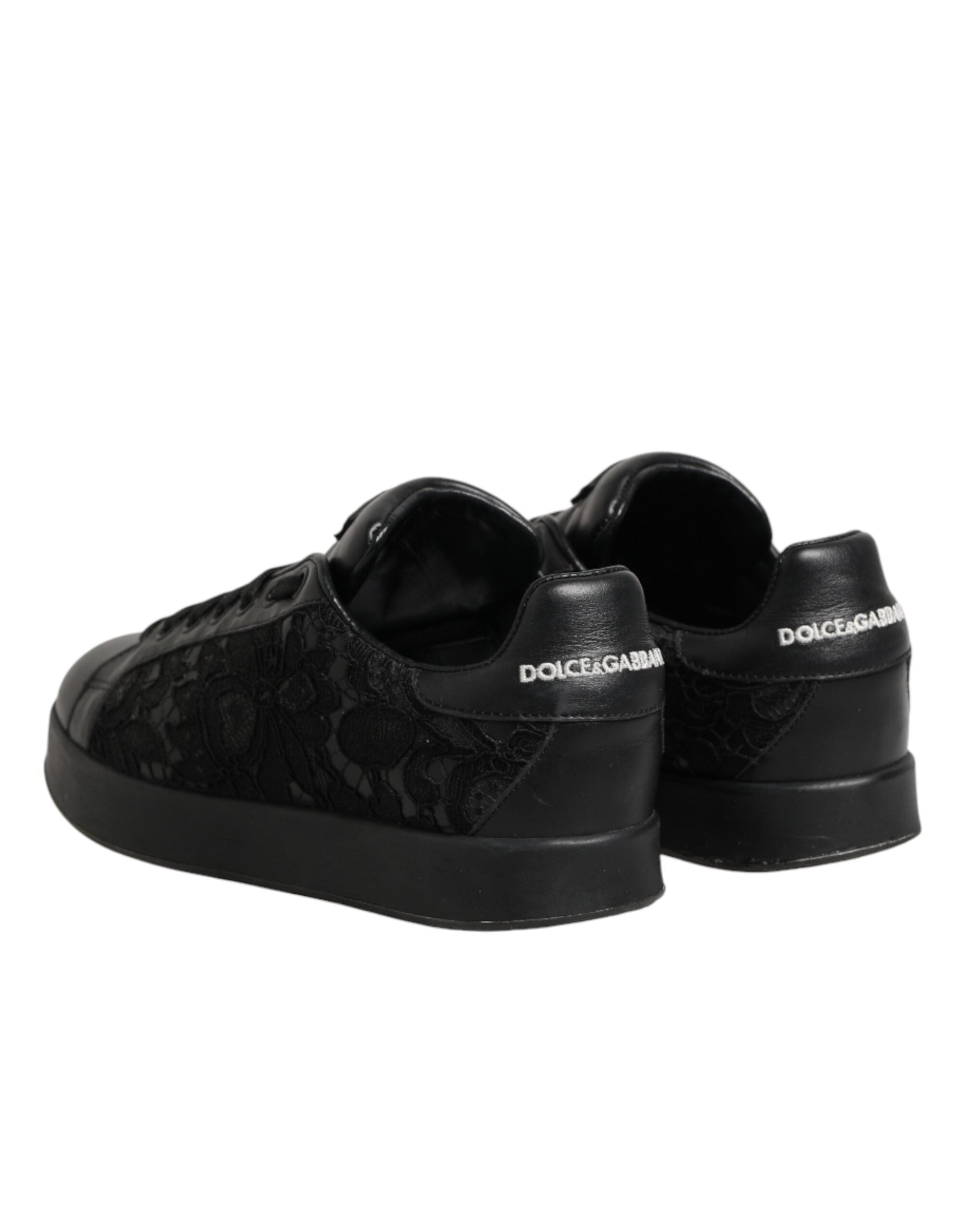 Dolce & Gabbana Black Floral Lace Low Top Sneakers Women's Shoes (Pre-Owned)