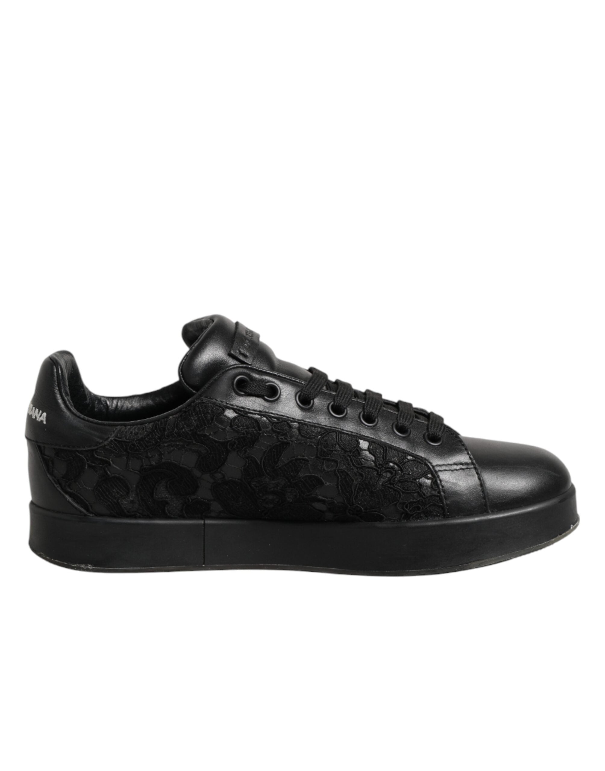 Dolce & Gabbana Black Floral Lace Low Top Sneakers Women's Shoes (Pre-Owned)