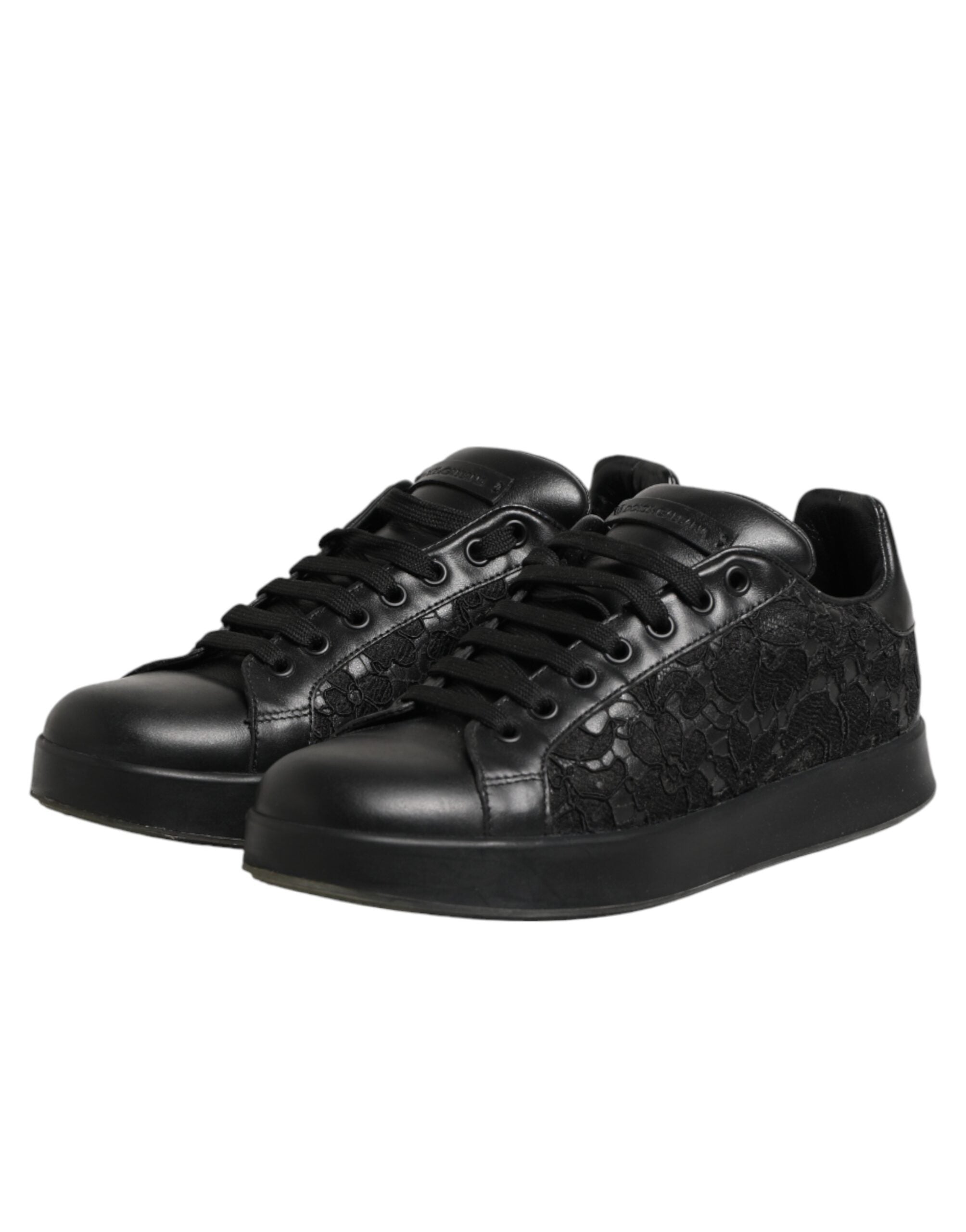 Dolce & Gabbana Black Floral Lace Low Top Sneaker Women's Shoes (Pre-Owned)