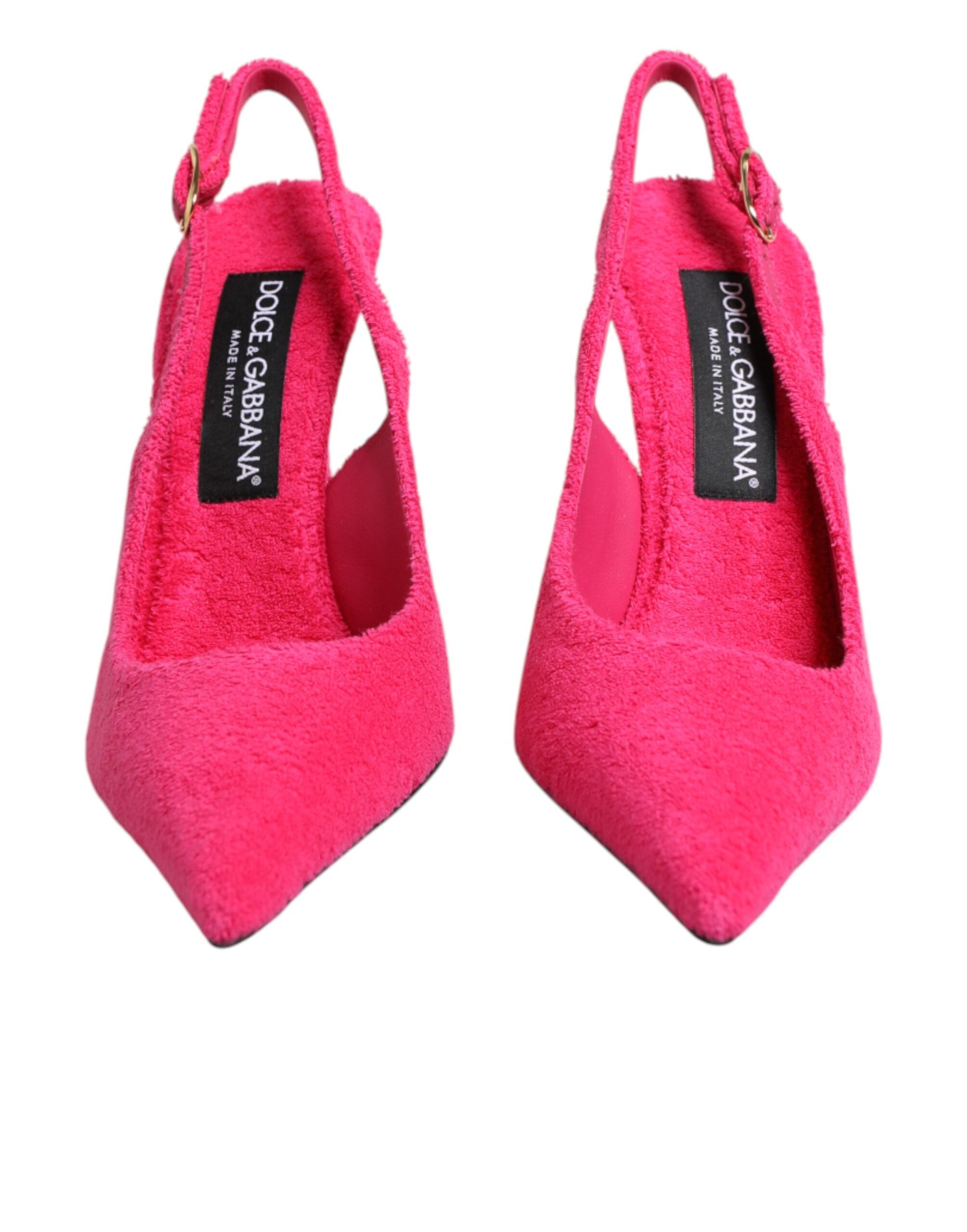 Dolce & Gabbana Pink Terry Cloth High Heels Slingback Women's Shoes