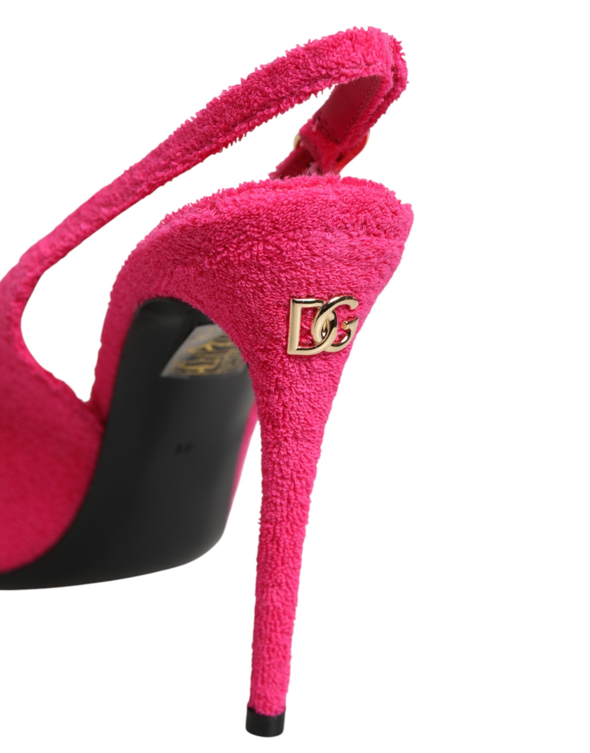 Dolce & Gabbana Pink Terry Cloth High Heels Slingback Women's Shoes