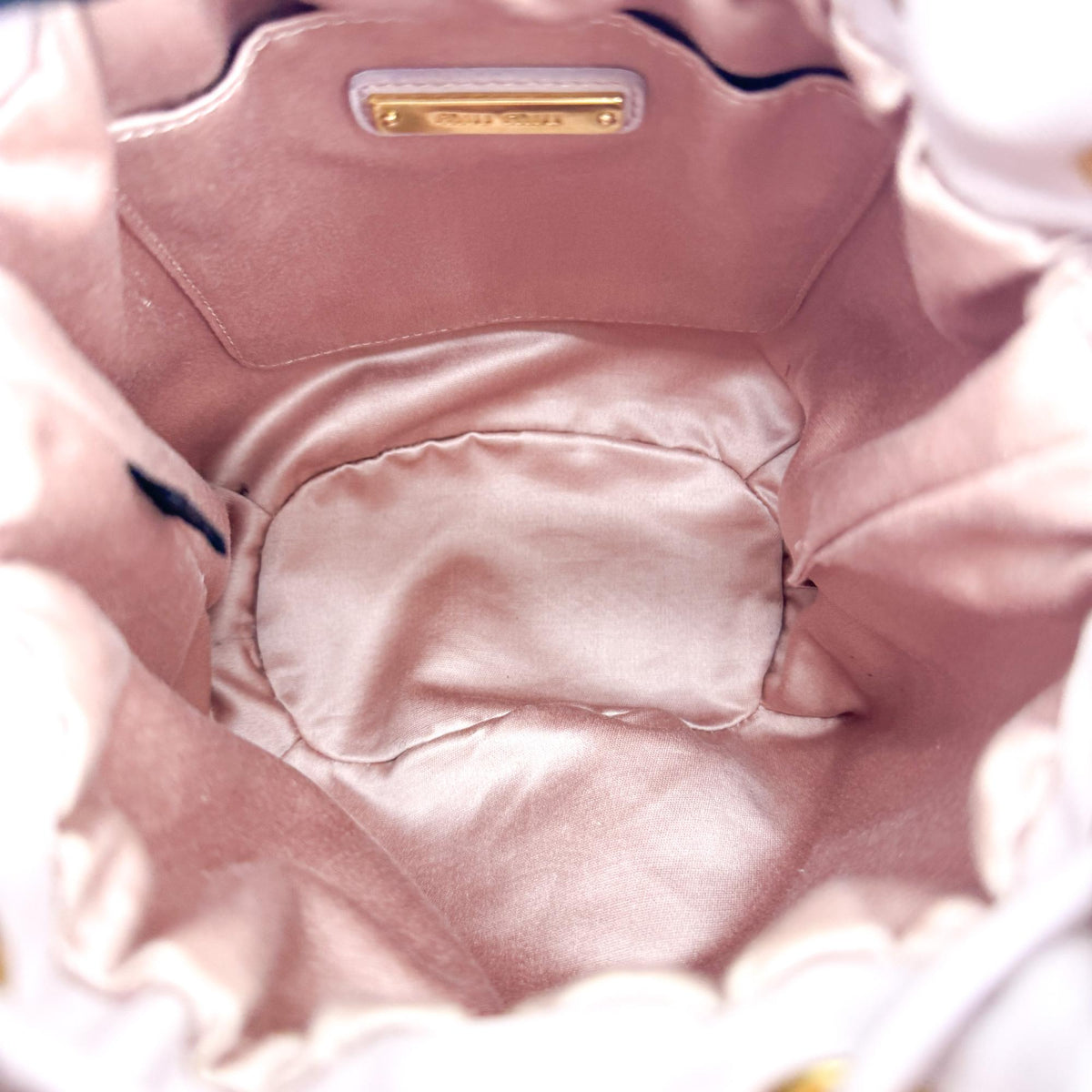 Miu Miu Drawstring Bucket Matelasse Leather Pink Leather Handbag (Pre-Owned)