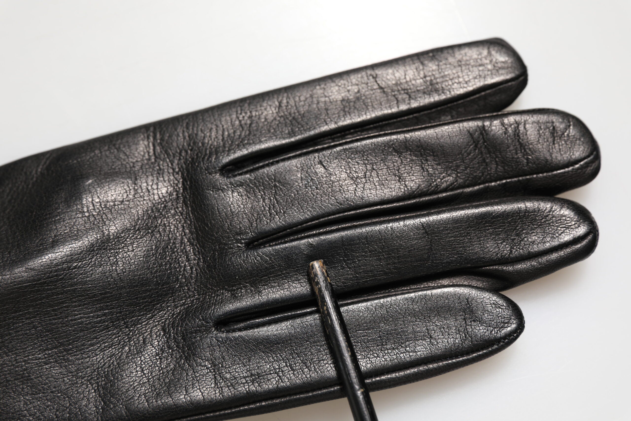Dolce & Gabbana Black Leather Embellished Long Mitten Women's Gloves (Pre-Owned)