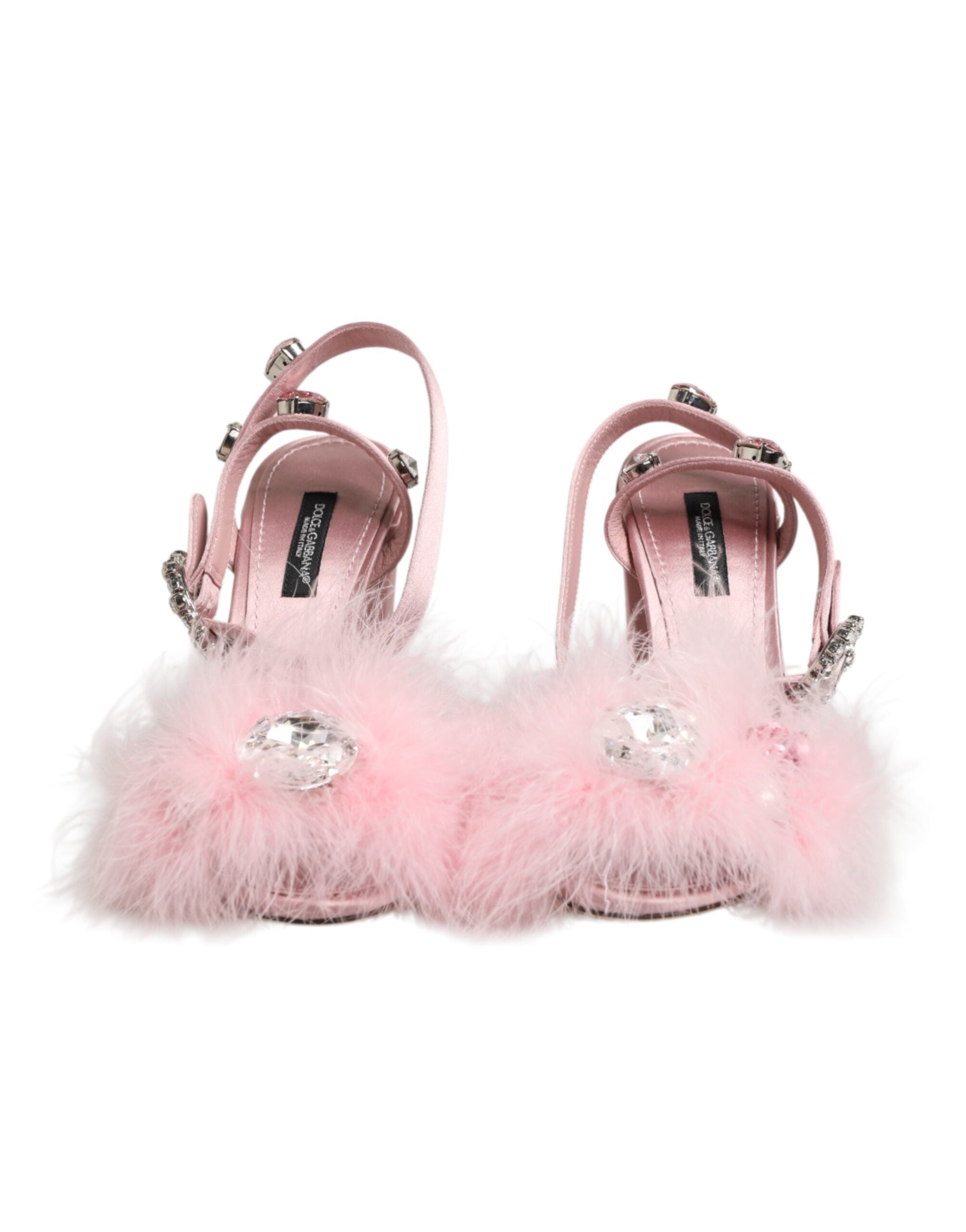 Dolce & Gabbana Pink Sequined Ankle Strap Sandals Women's Shoes