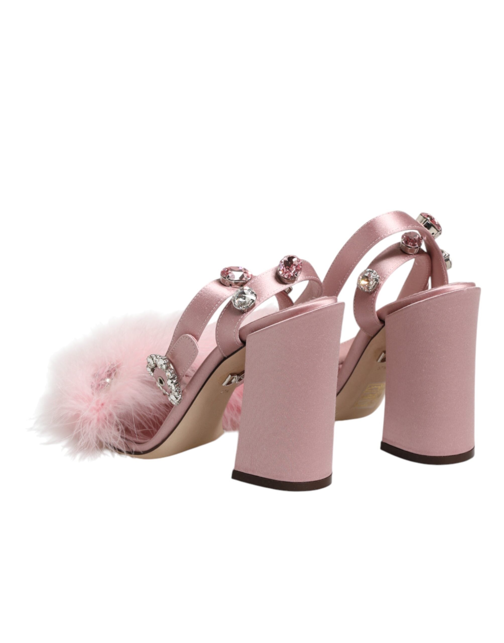 Dolce & Gabbana Pink Sequined Ankle Strap Sandals Women's Shoes