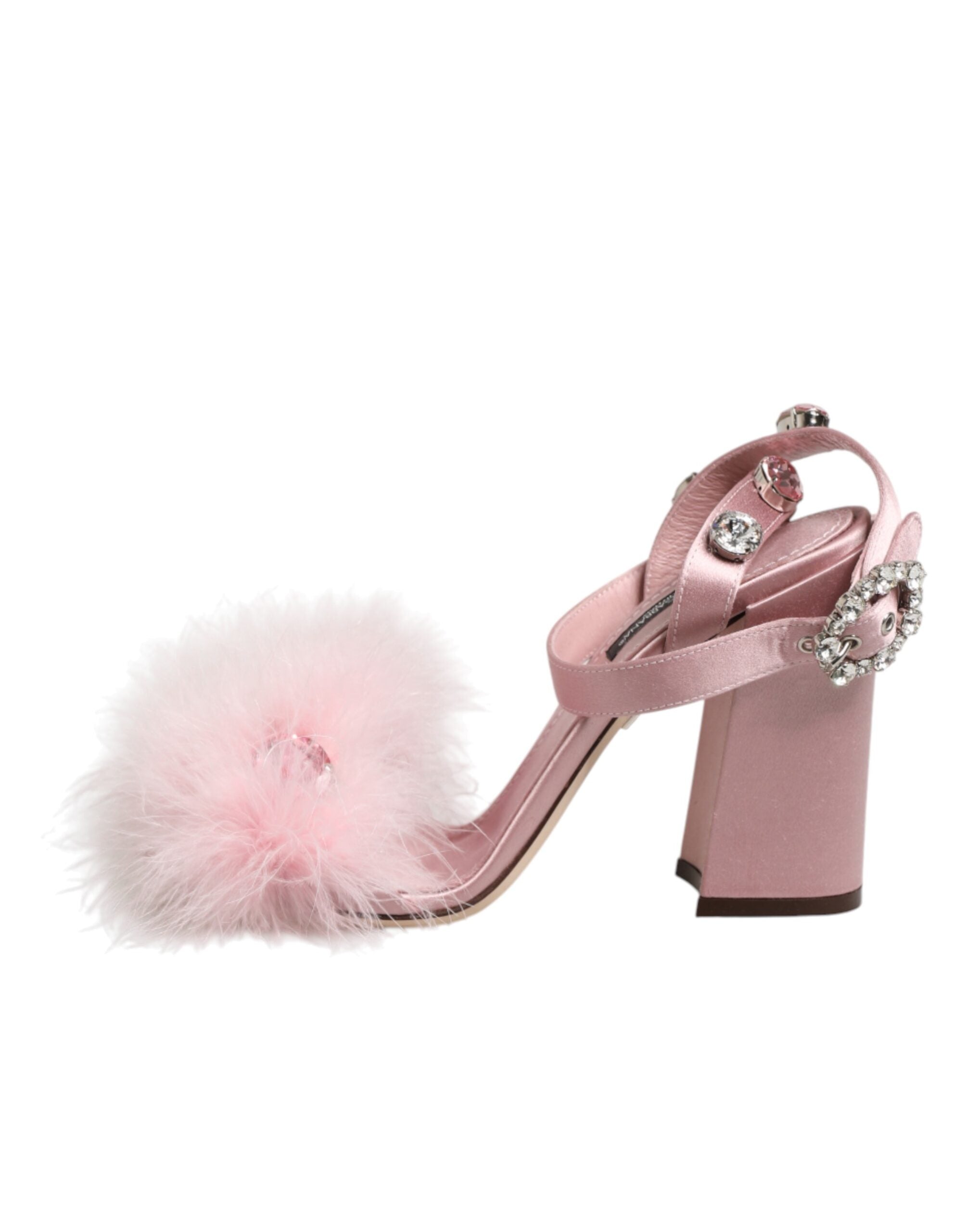 Dolce & Gabbana Pink Sequined Ankle Strap Sandals Women's Shoes