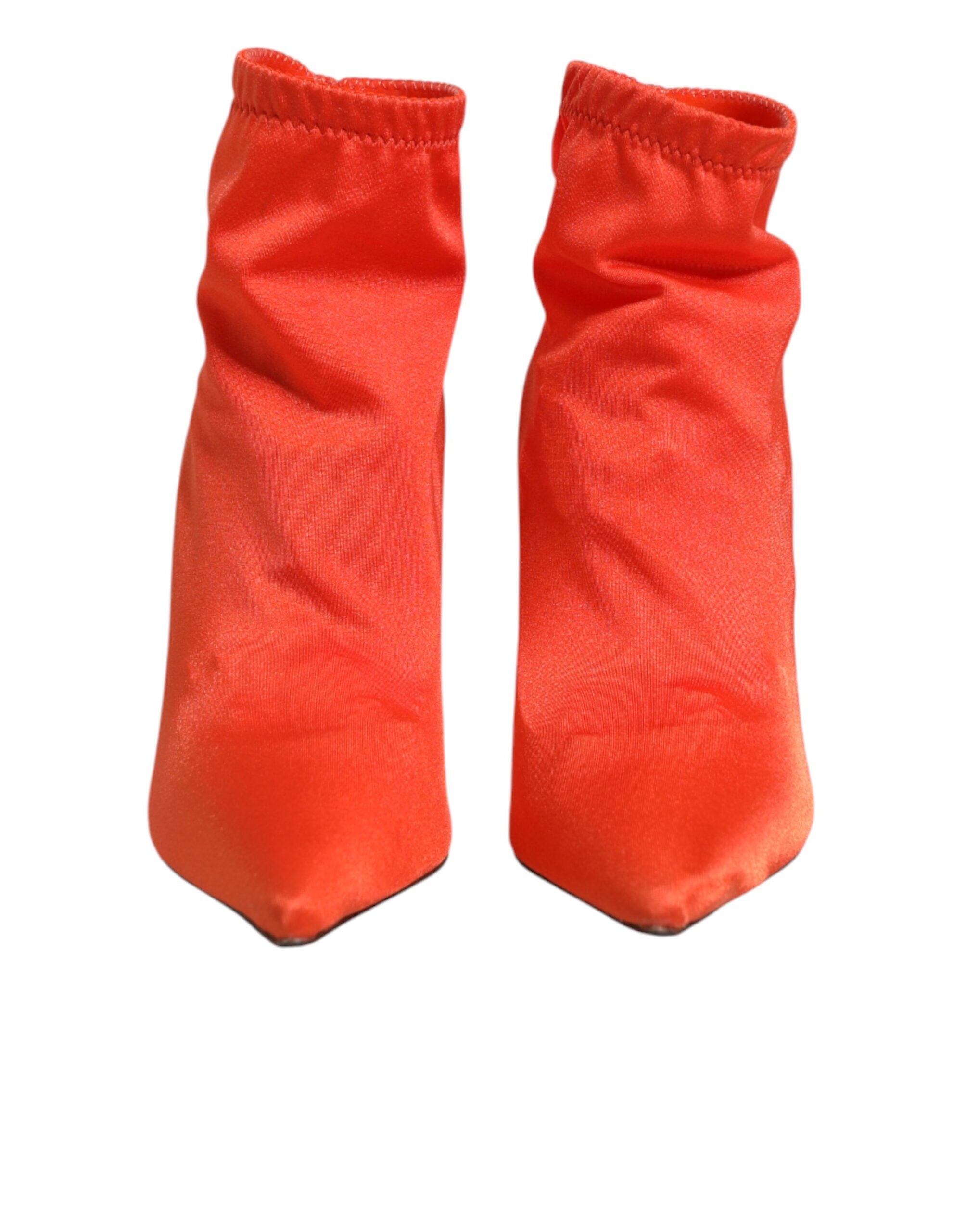 Dolce & Gabbana Orange DG Logo Heels Ankle Boots Women's Shoes (Pre-Owned)