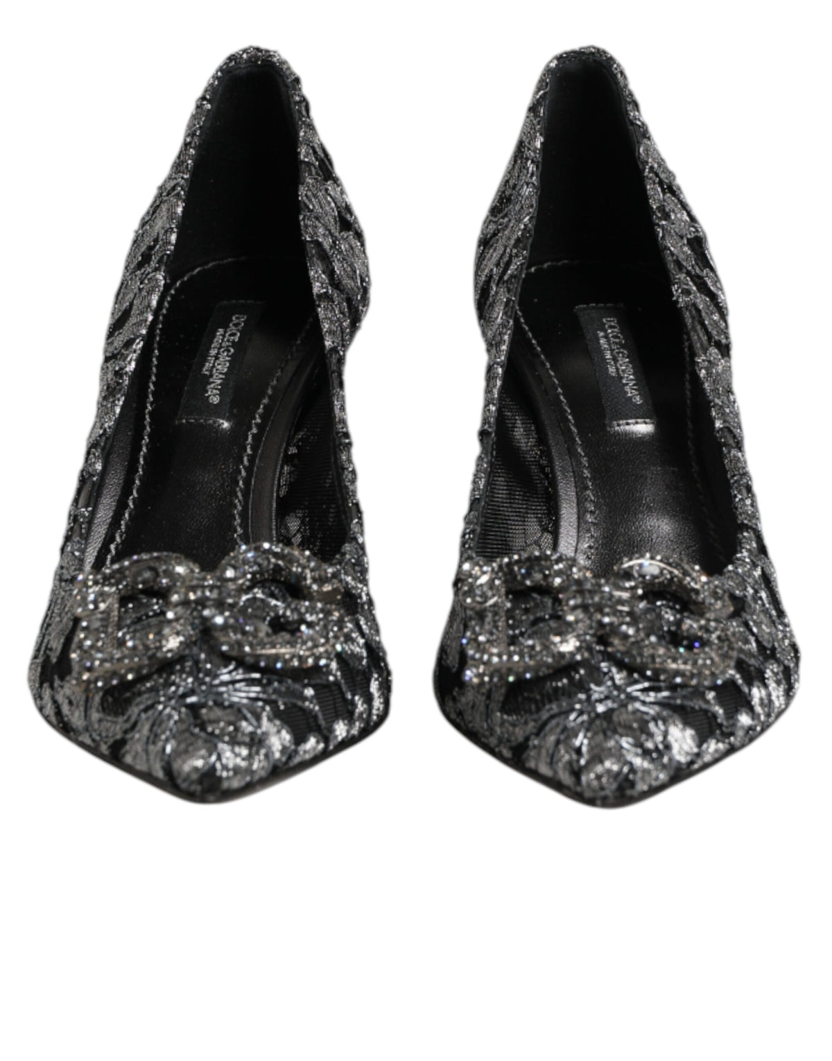 Dolce & Gabbana Silver Lace DG Amore Heels Pumps Women's Shoes