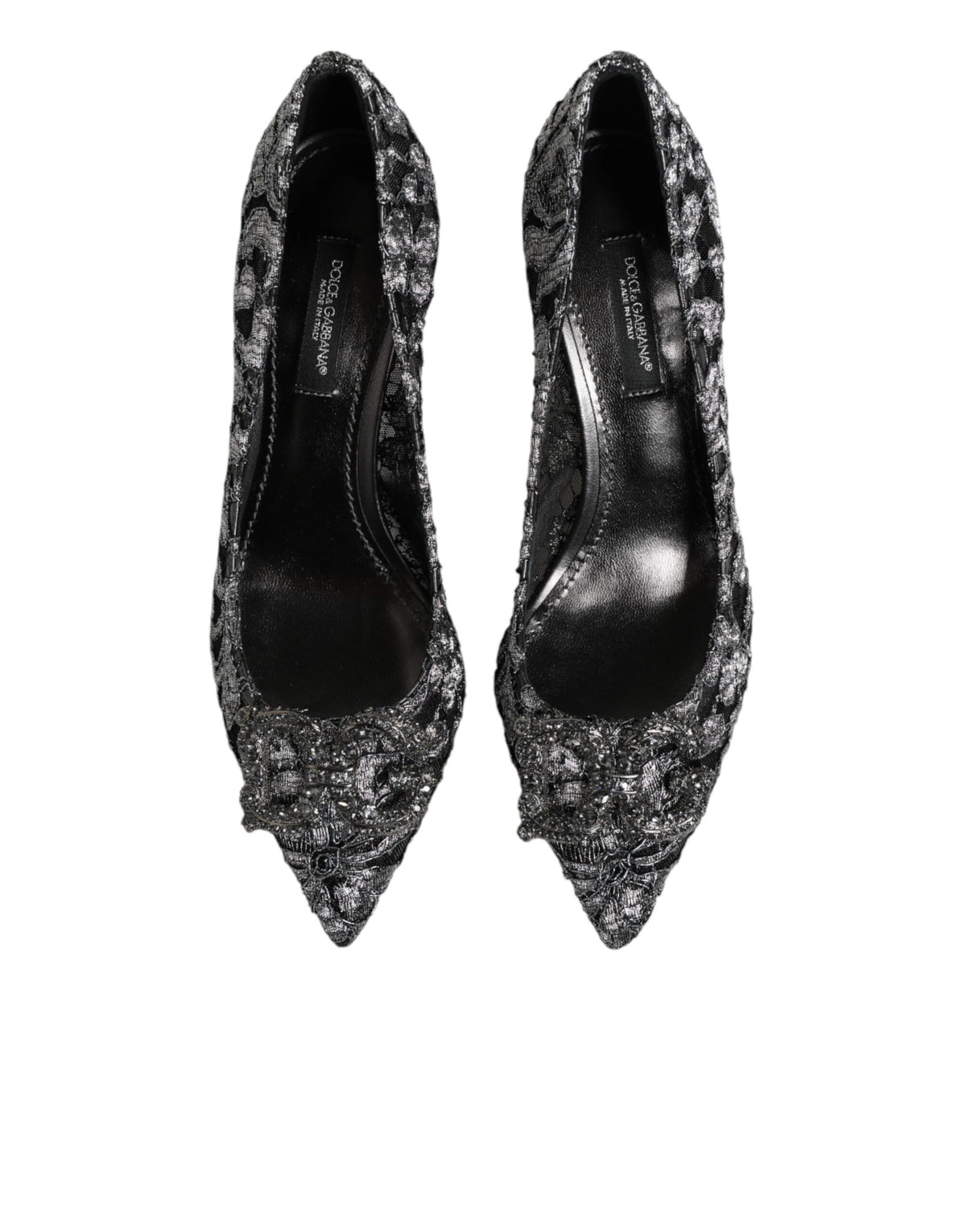 Dolce & Gabbana Silver Lace DG Amore Heels Pumps Women's Shoes