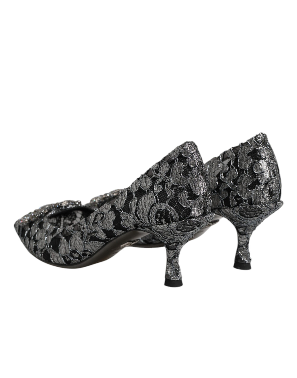 Dolce & Gabbana Silver Lace DG Amore Heels Pumps Women's Shoes