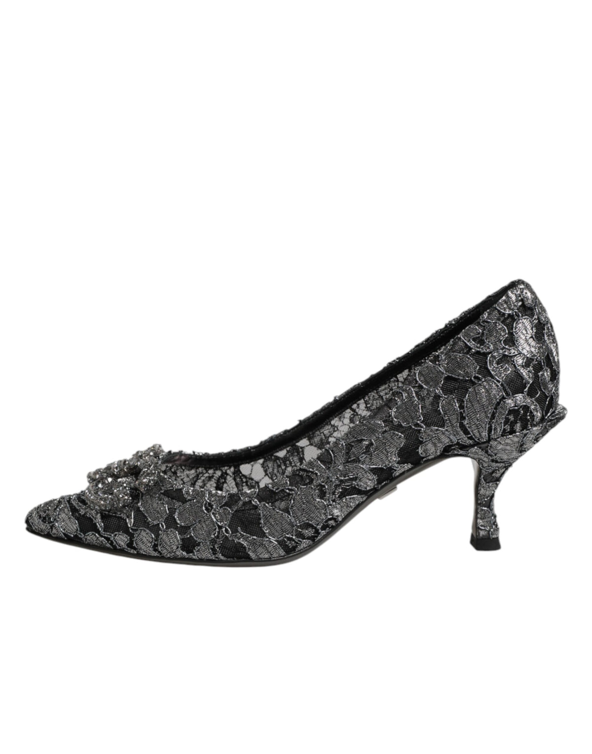Dolce & Gabbana Silver Lace DG Amore Heels Pumps Women's Shoes