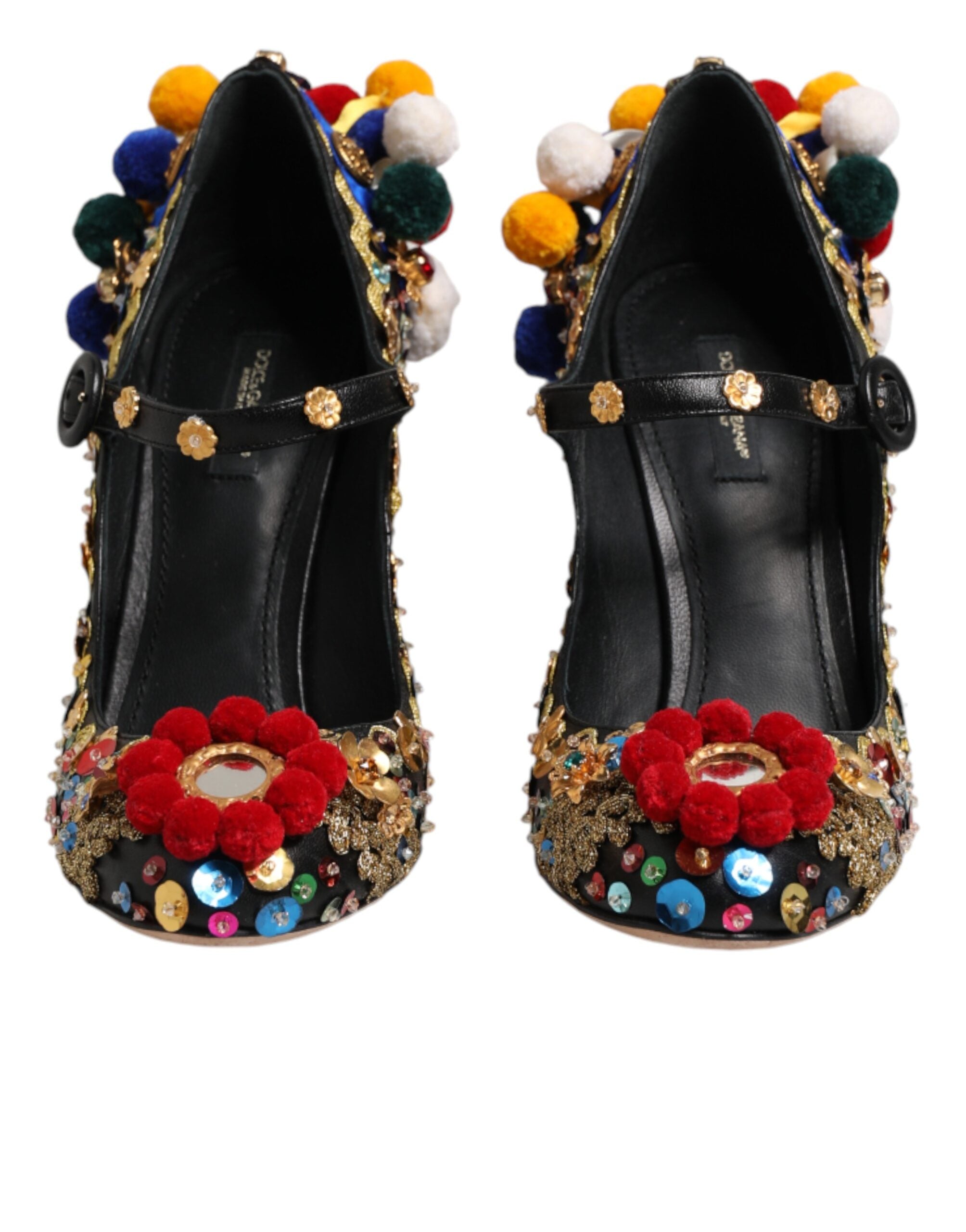 Dolce & Gabbana Black Gold Embellished MARY JANES Pumps Women's Shoes (Pre-Owned)