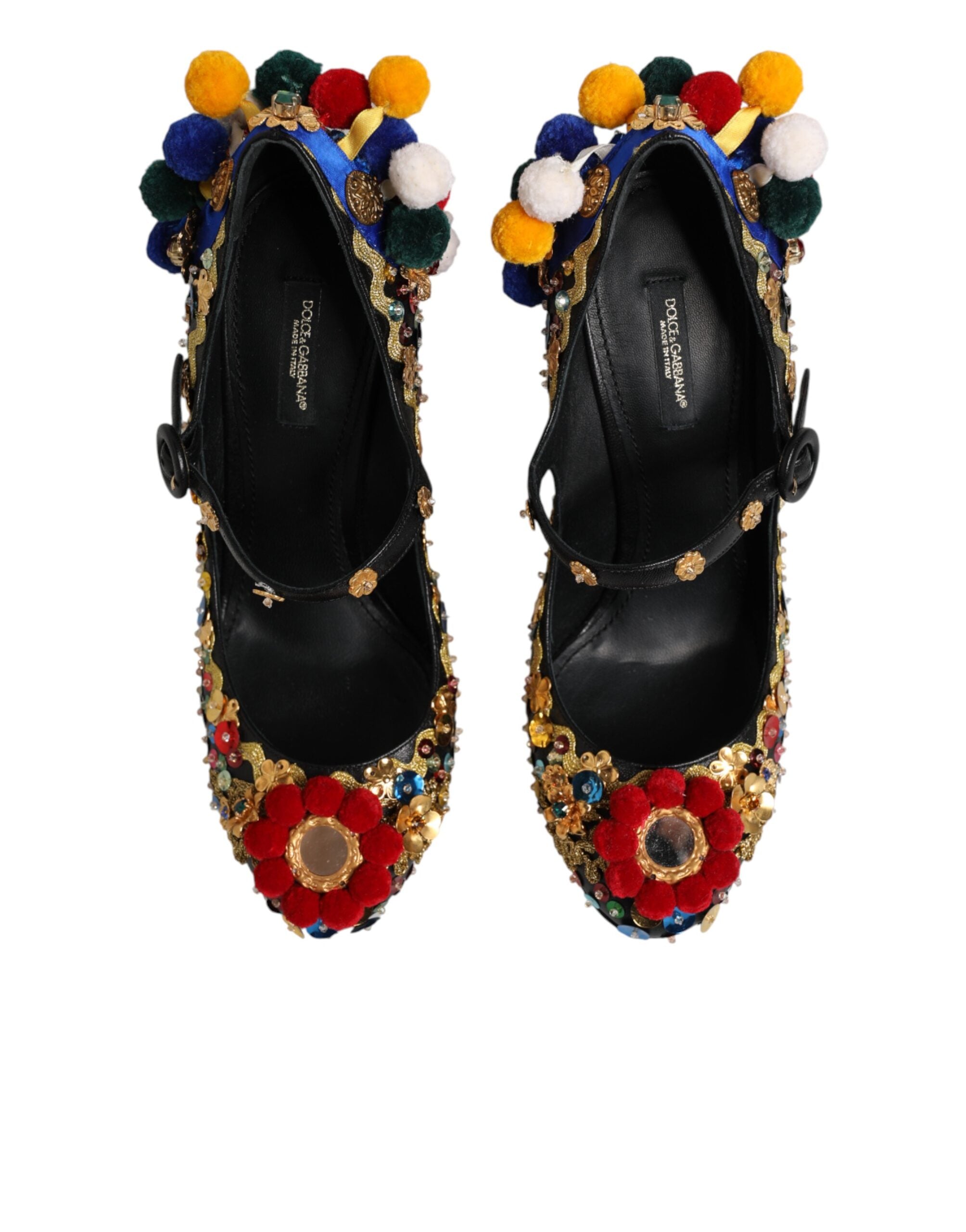Dolce & Gabbana Black Gold Embellished MARY JANES Pumps Women's Shoes (Pre-Owned)